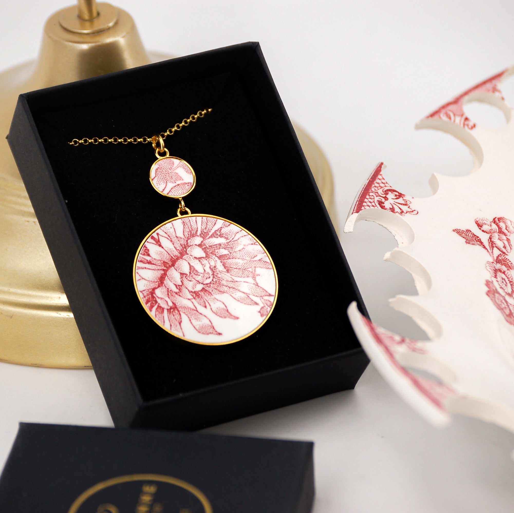 Pendentif "Coeur d'une fleur rose", finition or