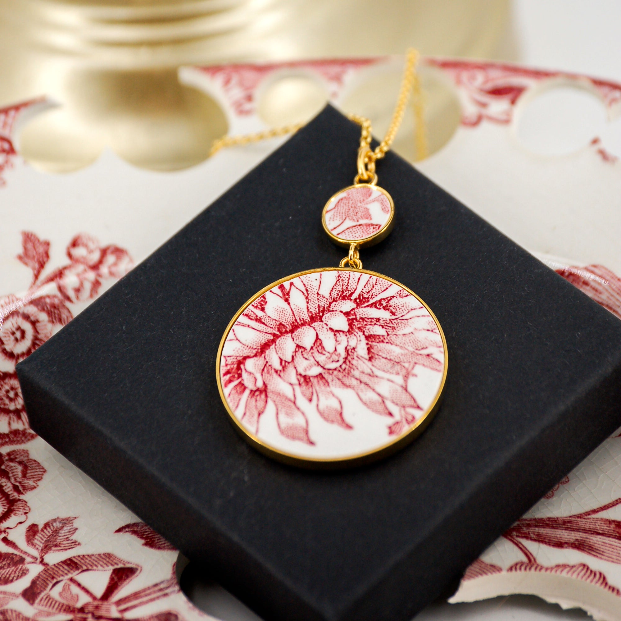 Pendentif "Coeur d'une fleur rose", finition or