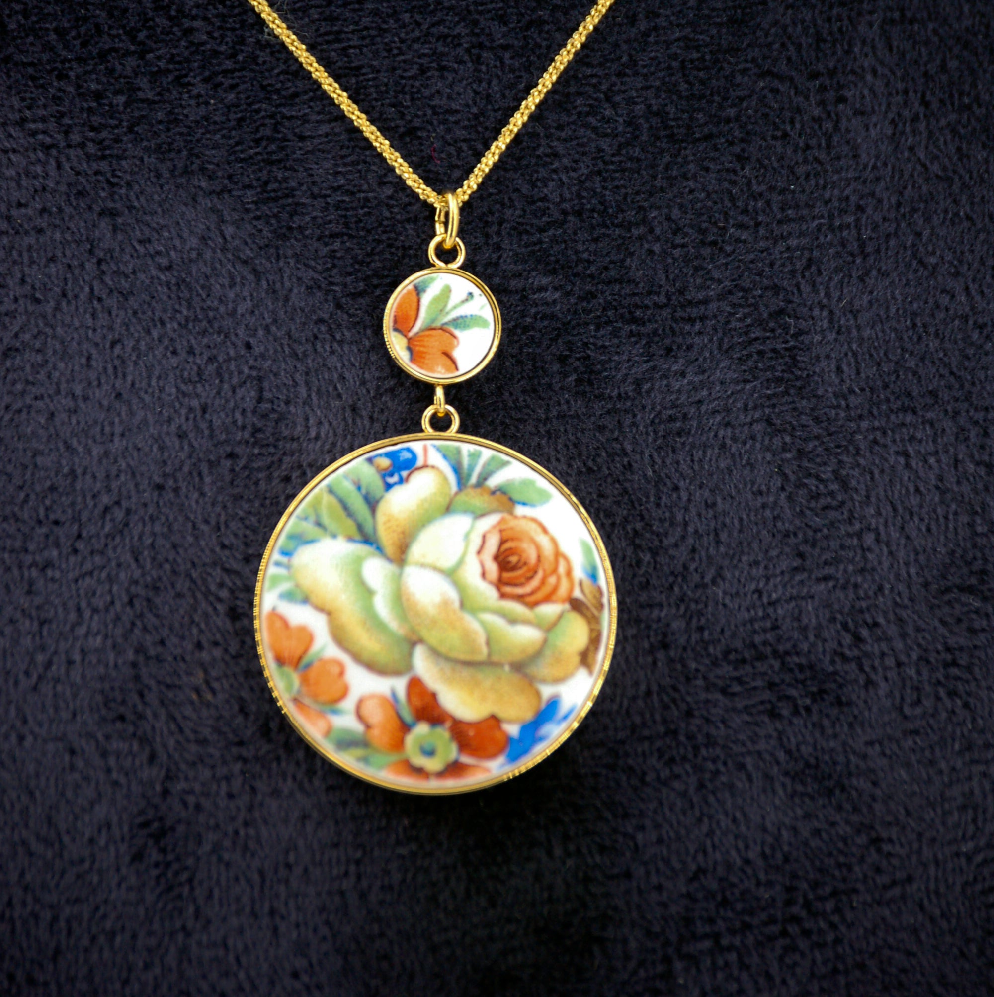 Pendentif "Bouquet de fleurs champêtres", finition or