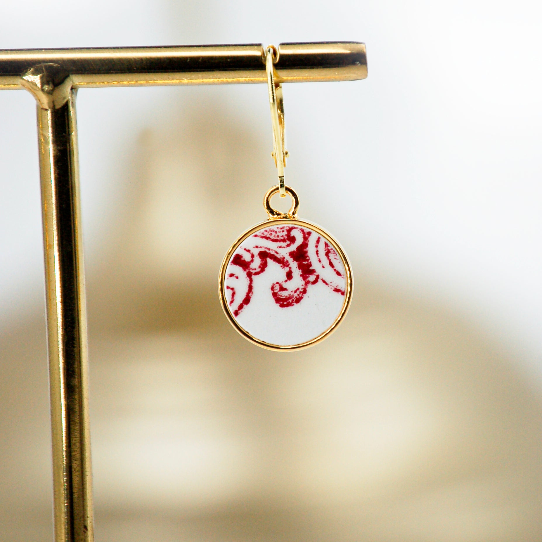 Boucles d'oreilles "Ornement en vieux rose", finition or