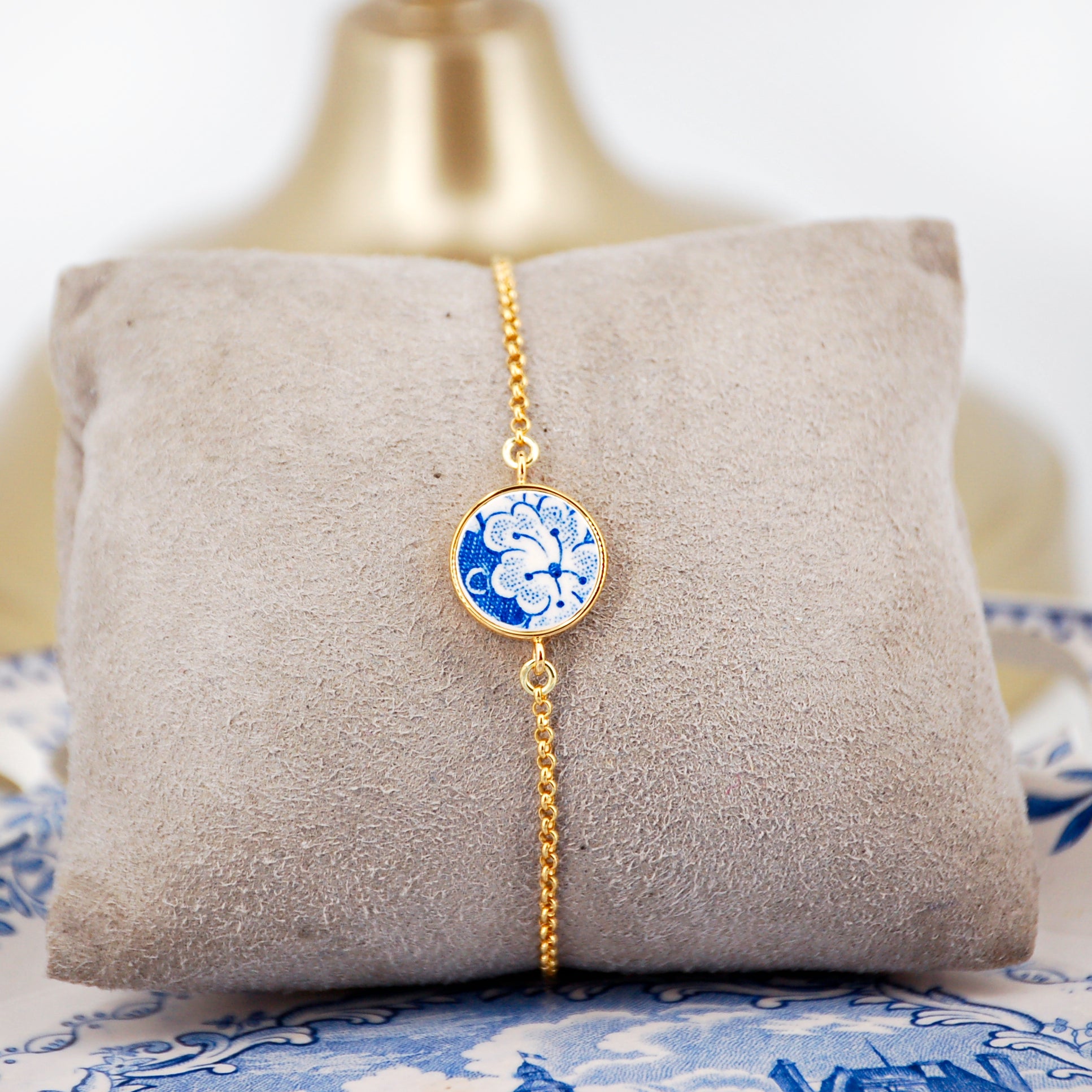 Bracelet ajustable "Fleur bleue"
