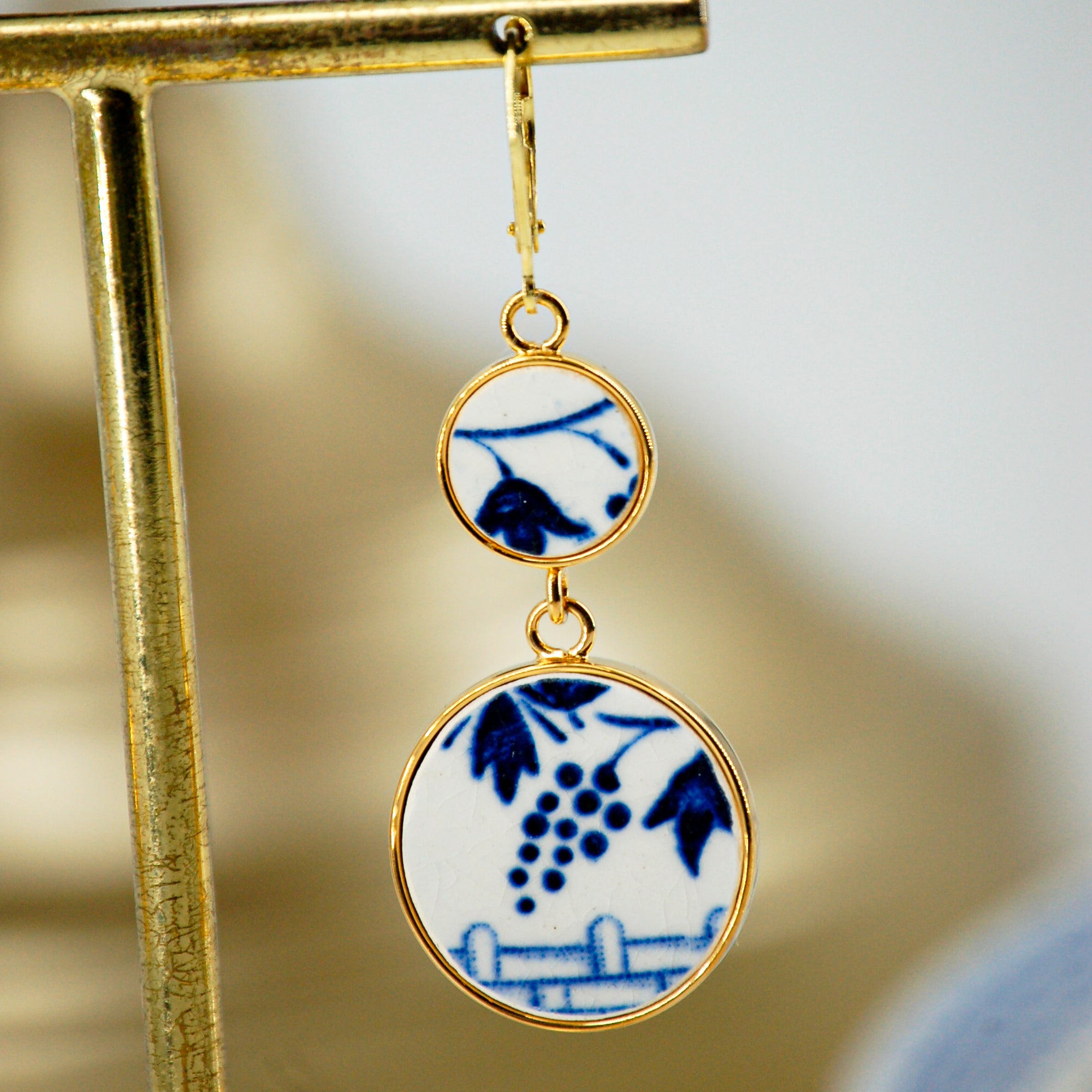 Boucles d'oreilles "Fleurs de bleuet" finition or