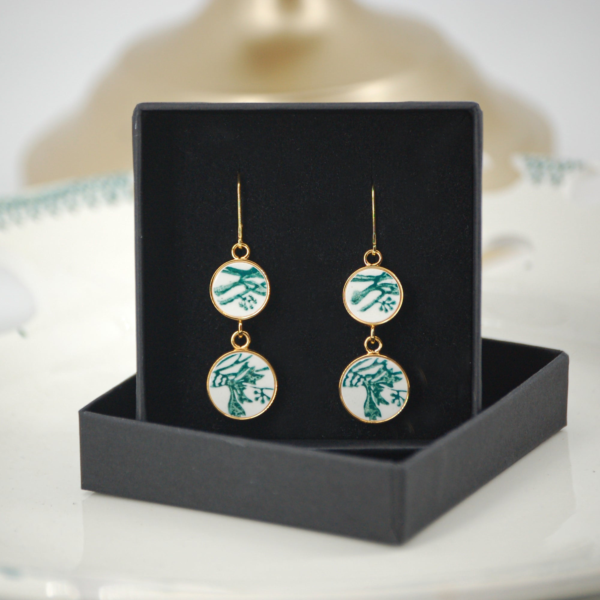 Boucles d'oreilles "Fleur de Bleuet", finition or