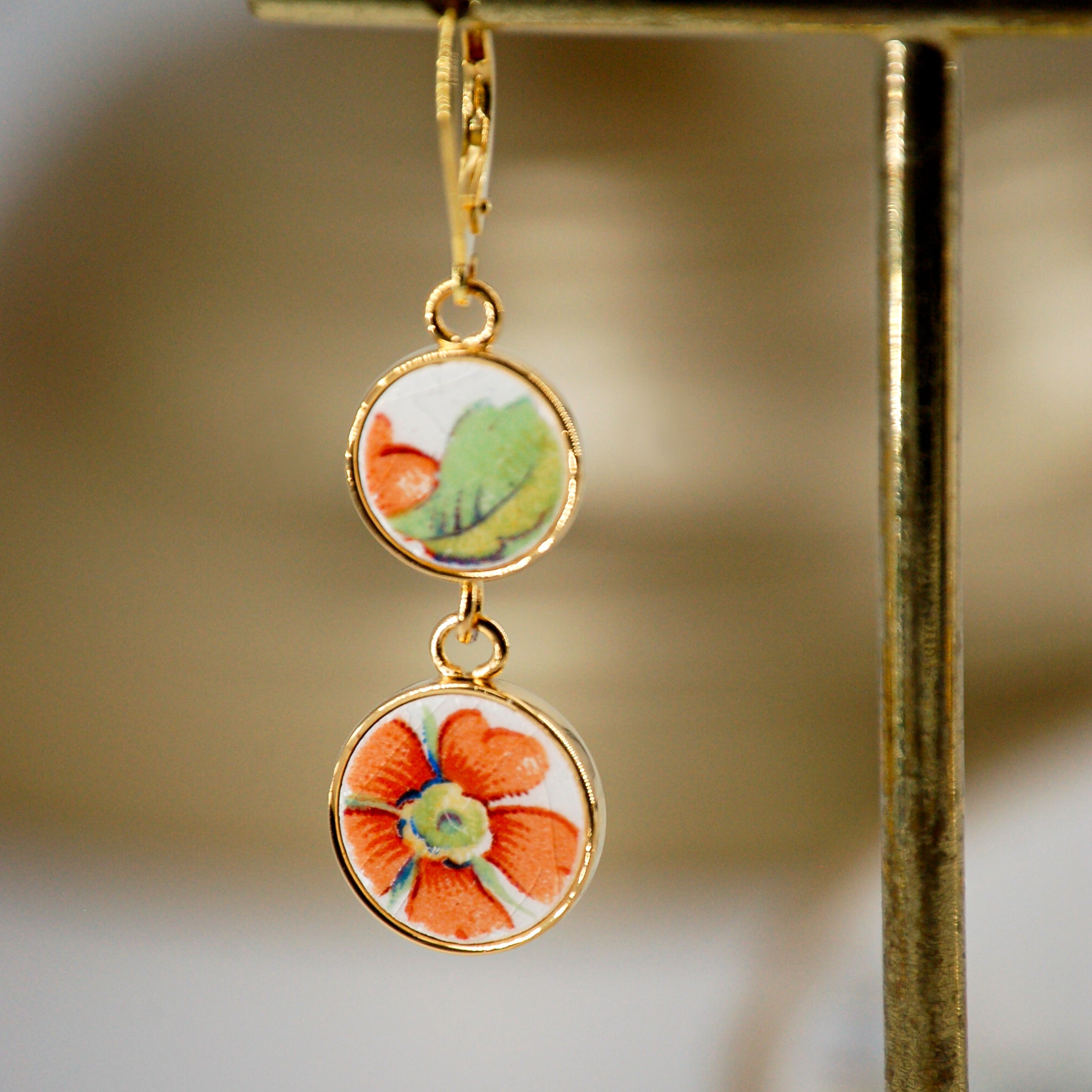 Boucles d'oreilles "Fleurs printanières", finition or