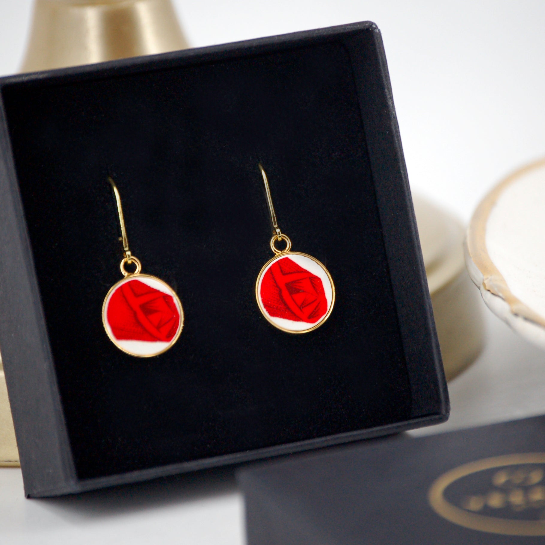 Boucles d'oreilles "Coeur de rose", finition or