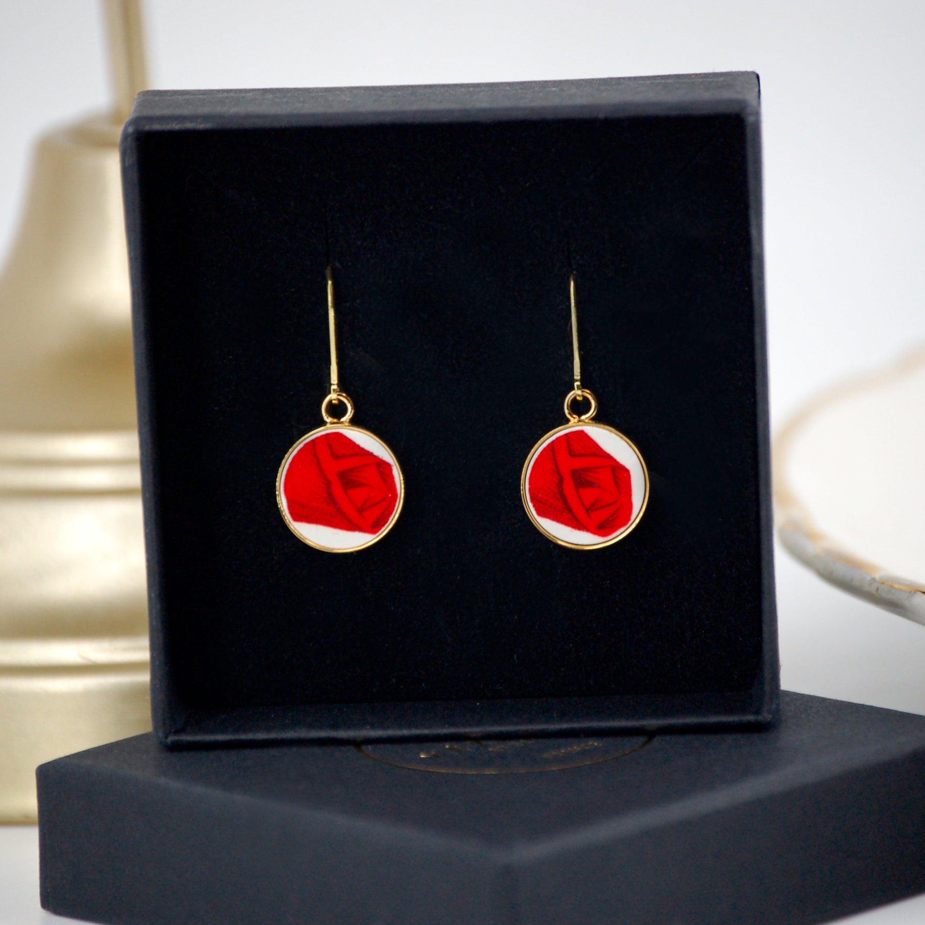 Boucles d'oreilles "Coeur de rose", finition or