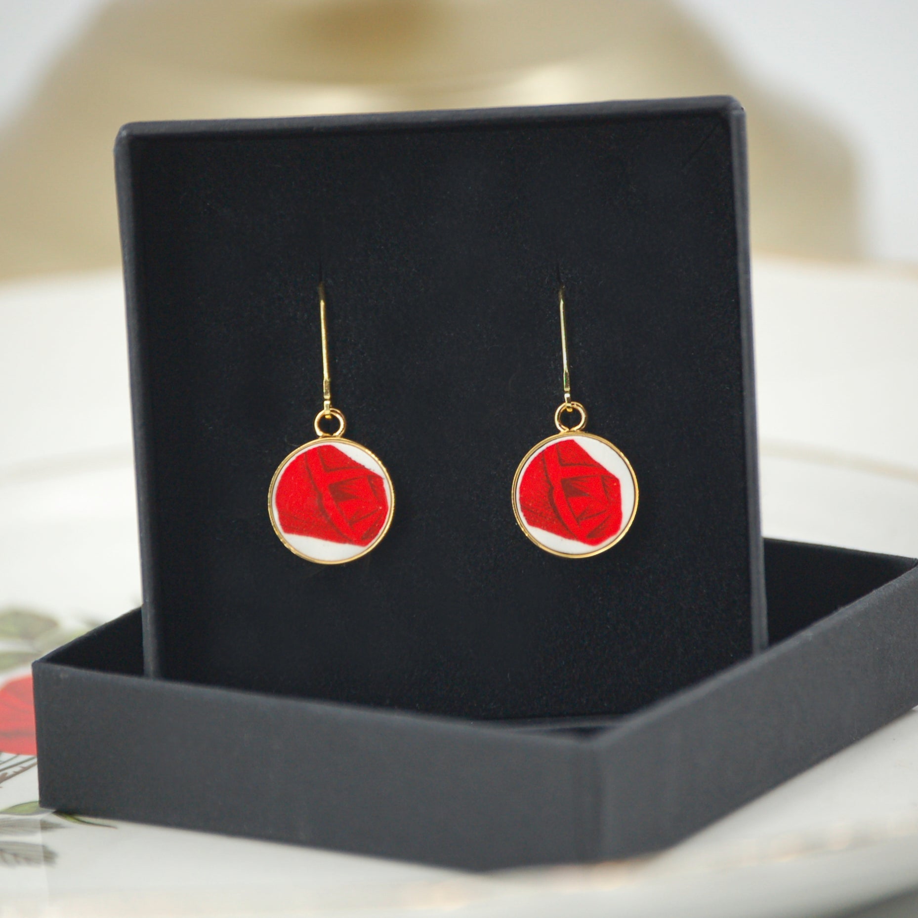 Boucles d'oreilles "Coeur de rose", finition or