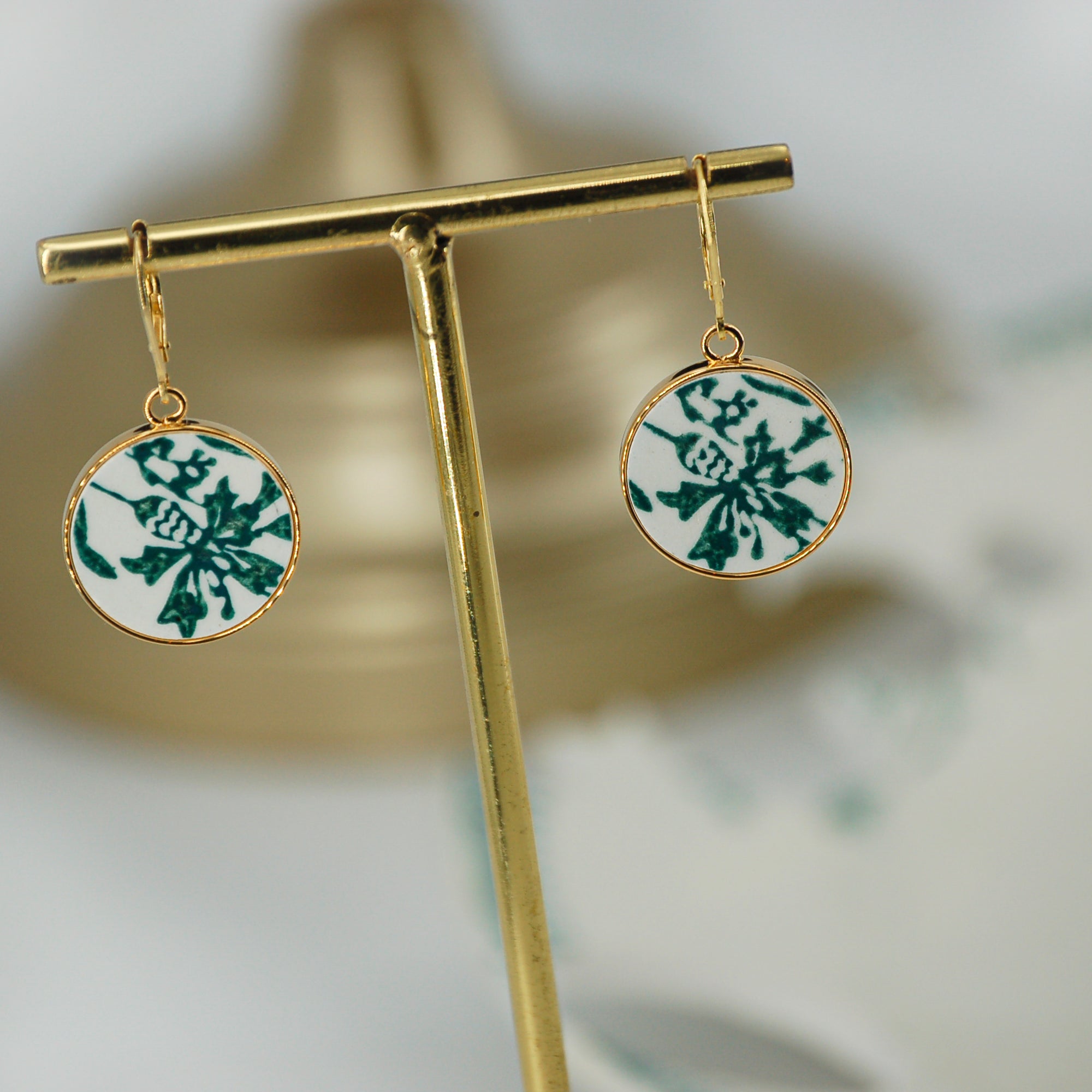 Boucles d'oreilles "Fleur de bleuet", finition or