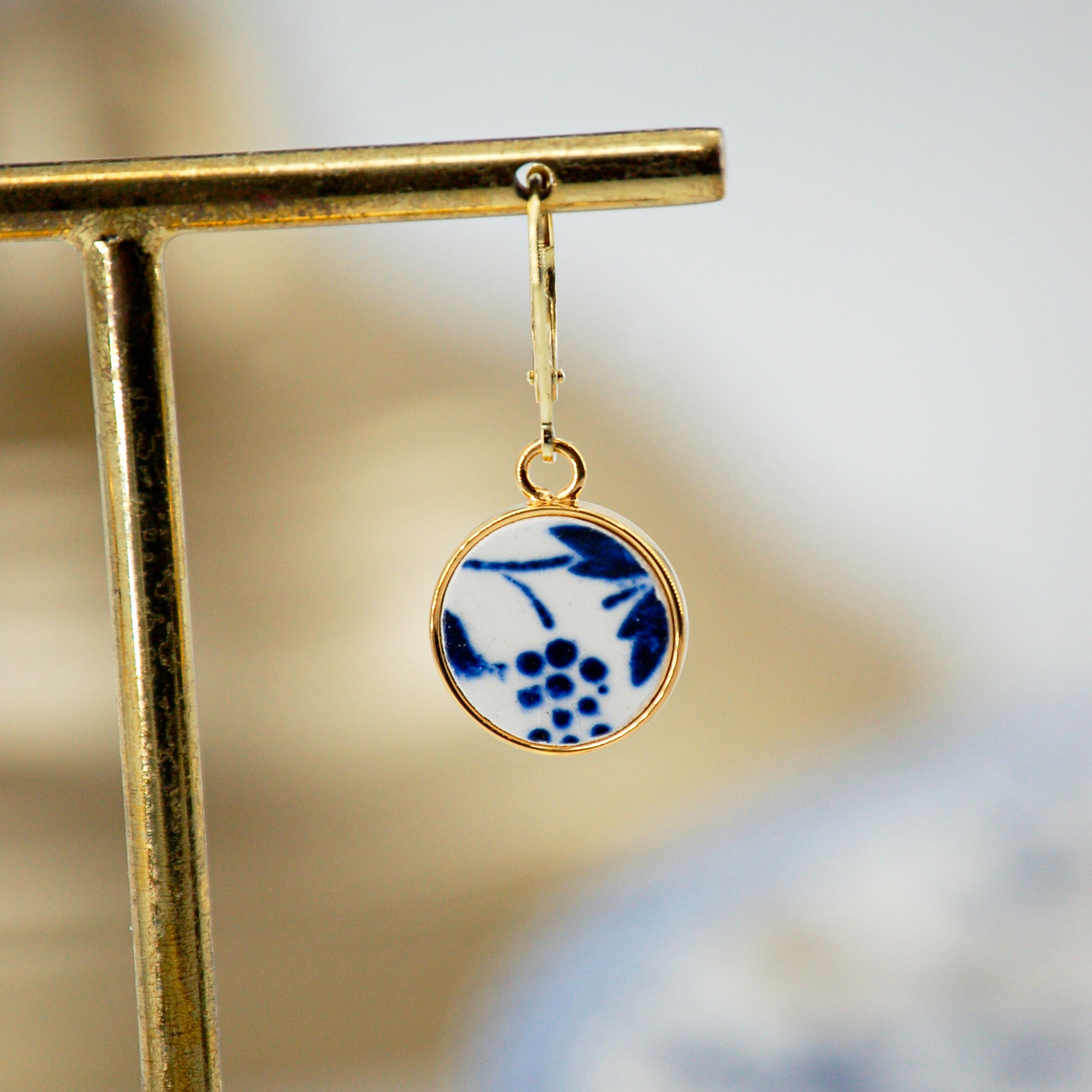 Boucles d'oreilles "Grappe de Bleuet", finition or
