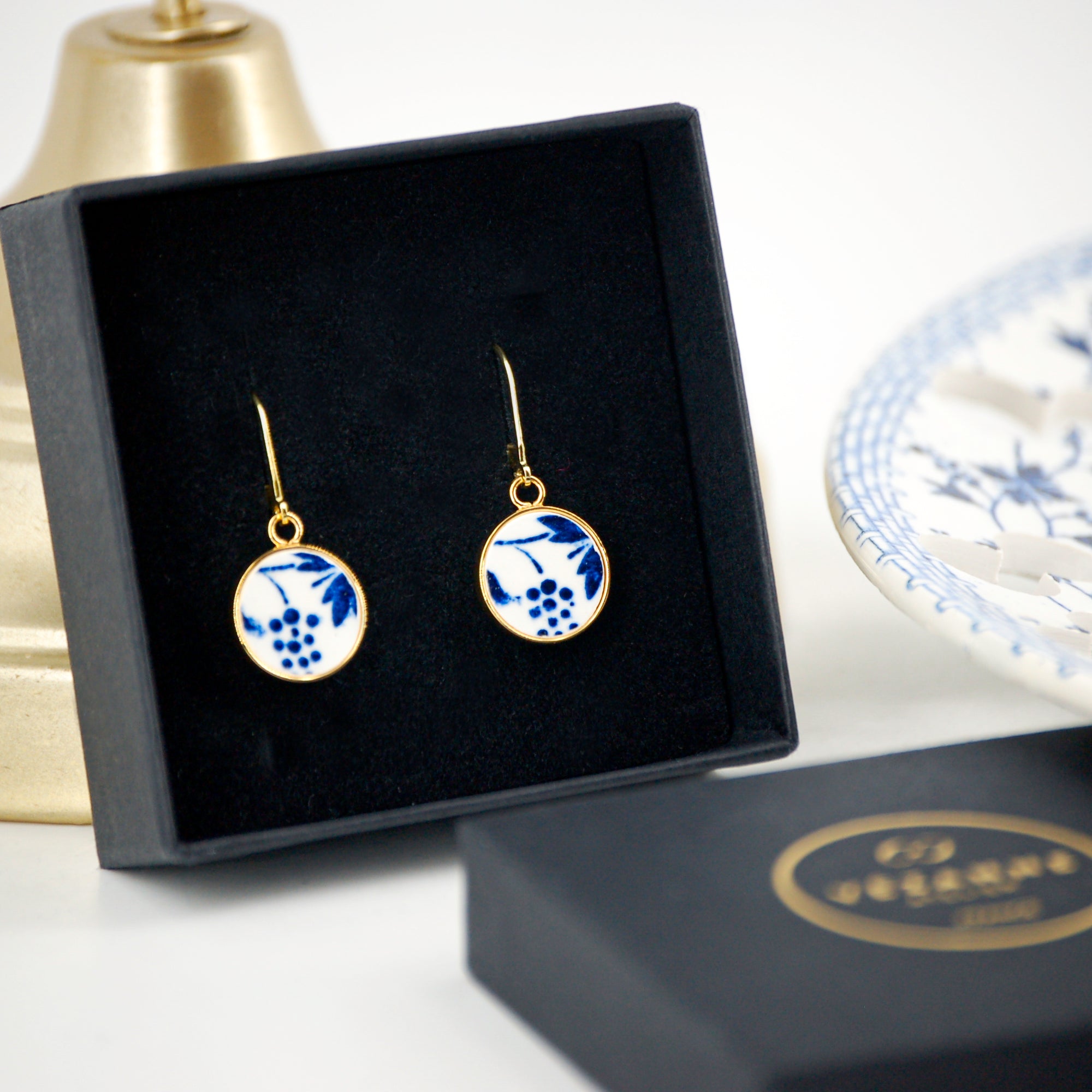 Boucles d'oreilles "Grappe de Bleuet", finition or