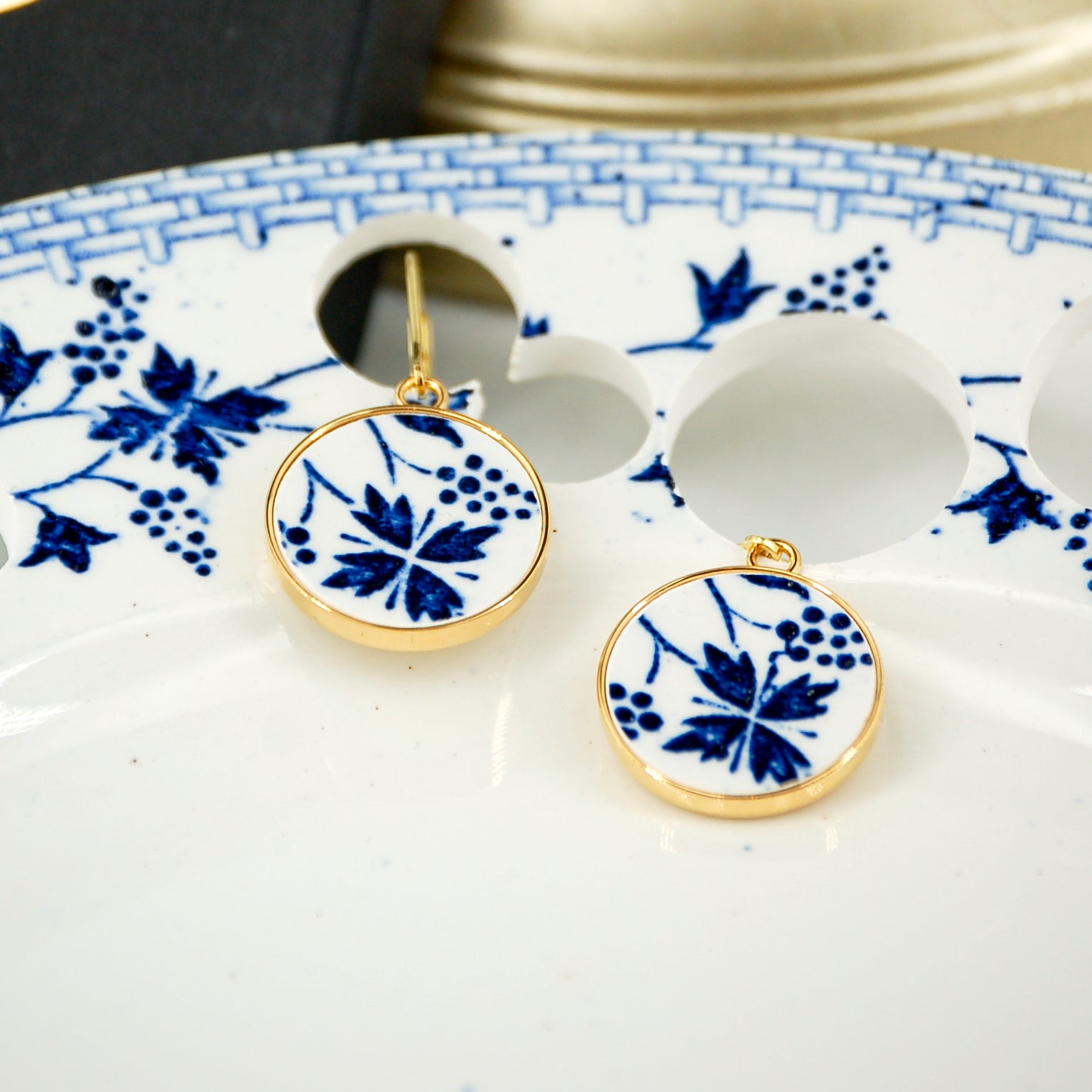 Boucles d'oreilles "Les Bleuets #1", finition or