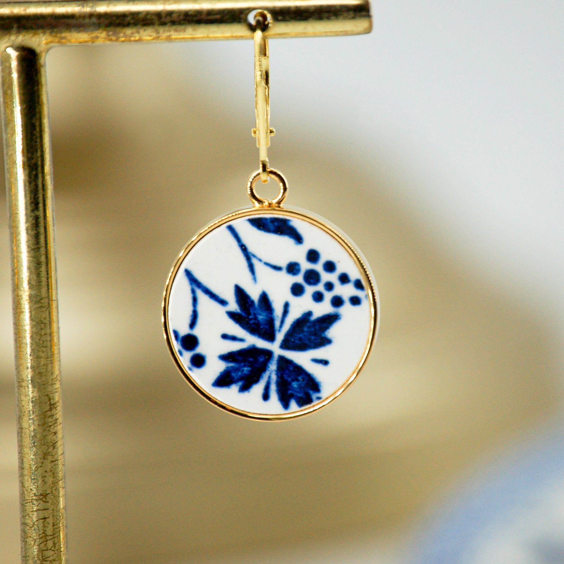 Boucles d'oreilles "Les Bleuets #1", finition or