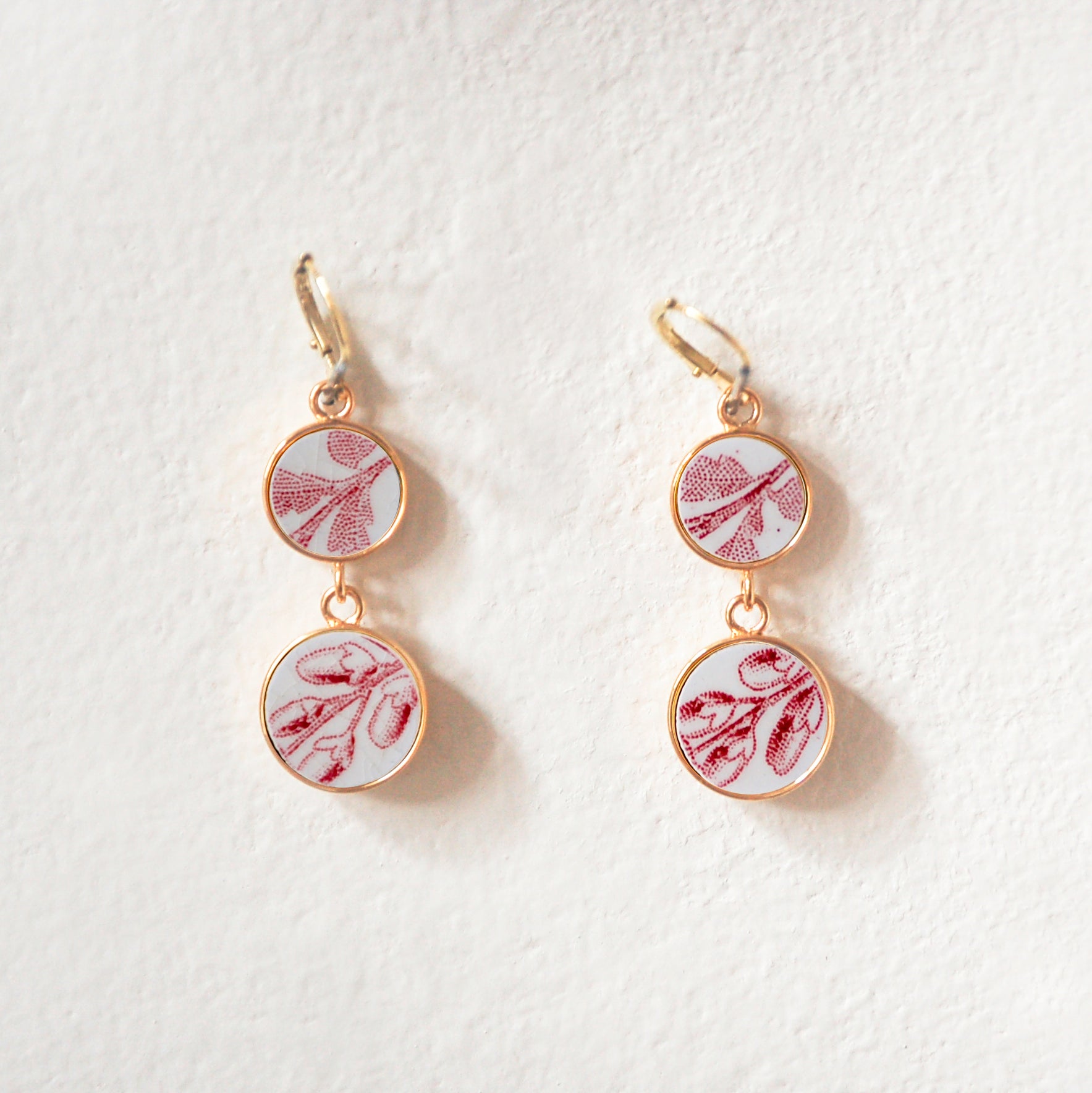 Boucles d'oreilles "Tendres bourgeons en vieux rose", finition or
