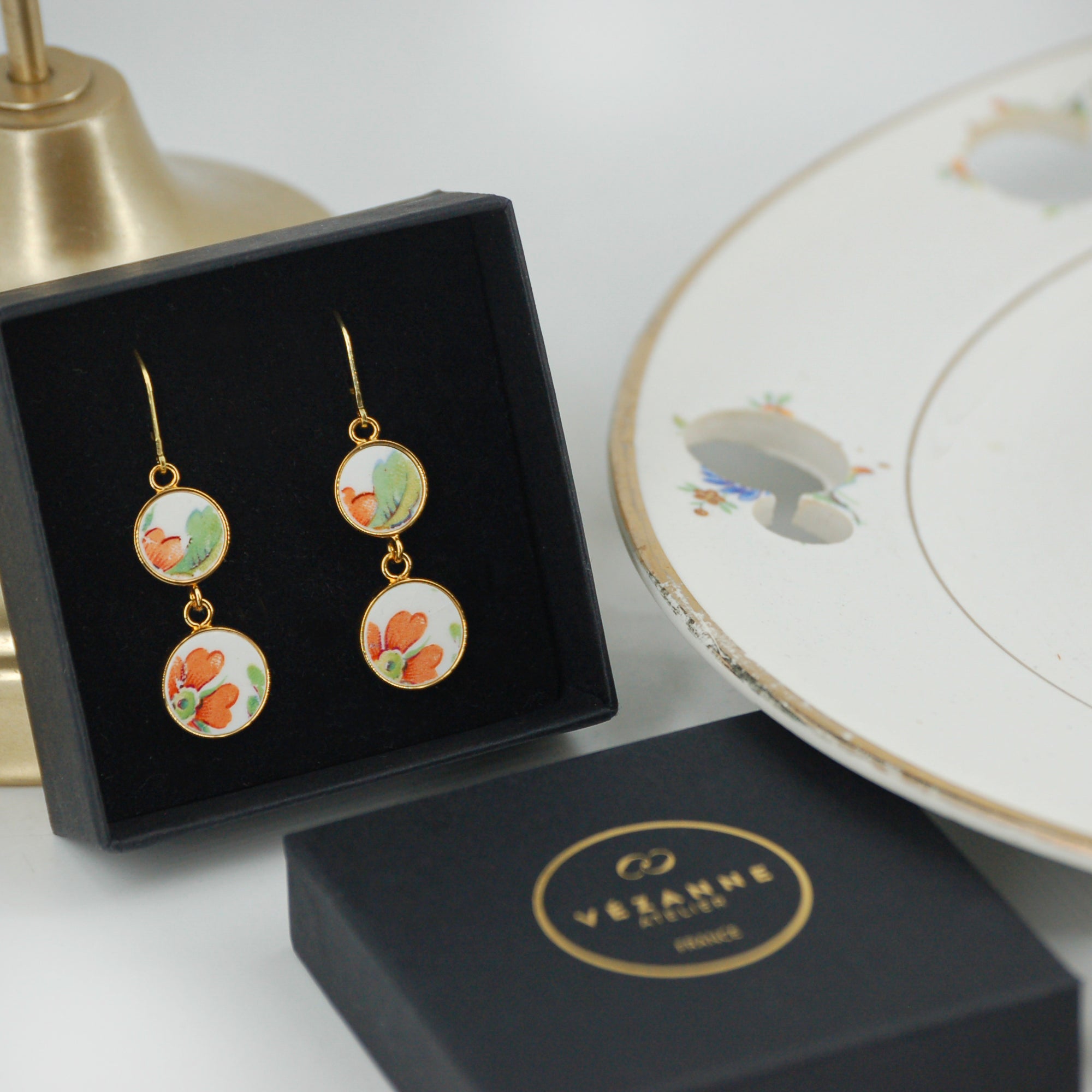 Boucles d'oreilles "Fraicheur d'une fleur", finition or