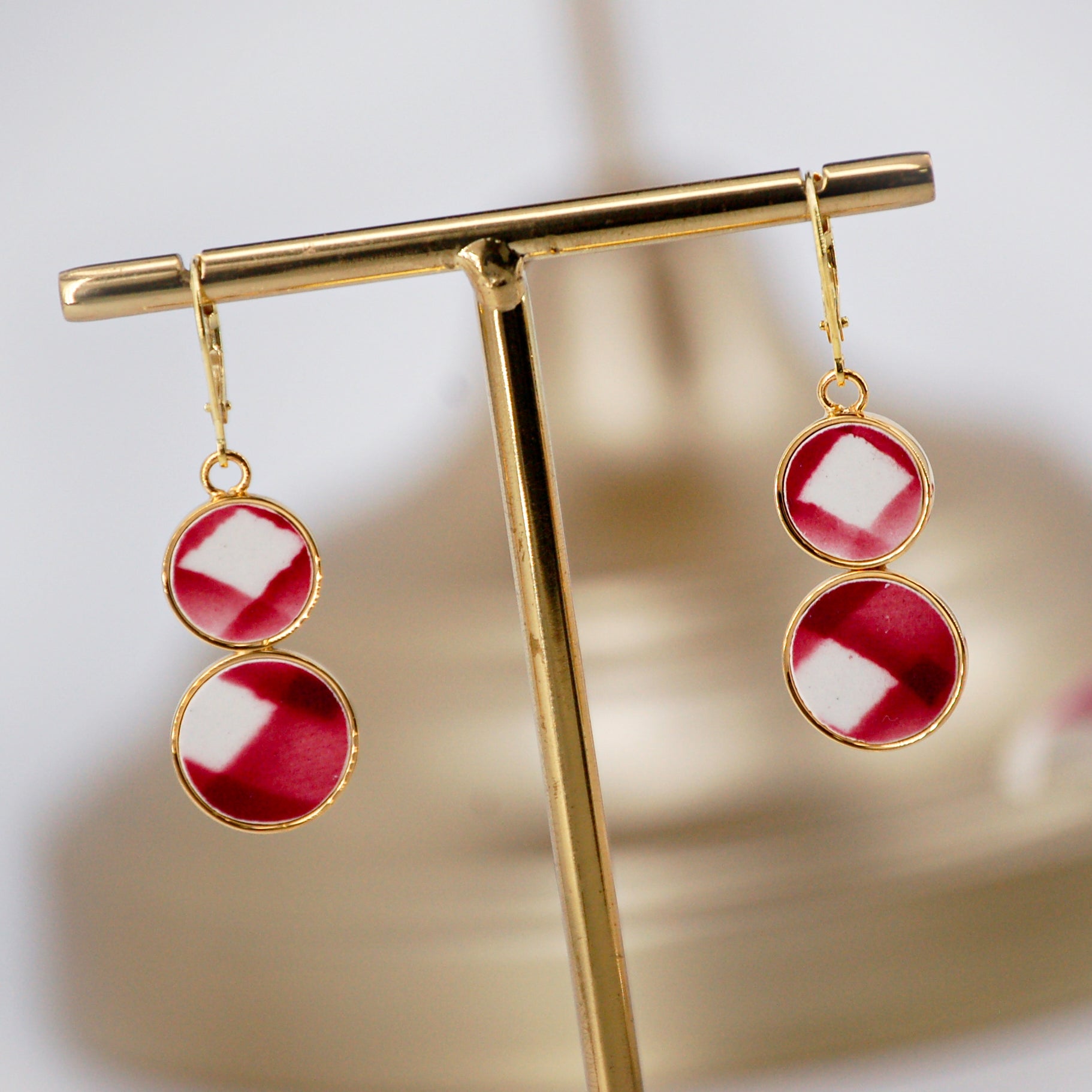 Boucles d'oreilles "Composition graphique en vieux rose"