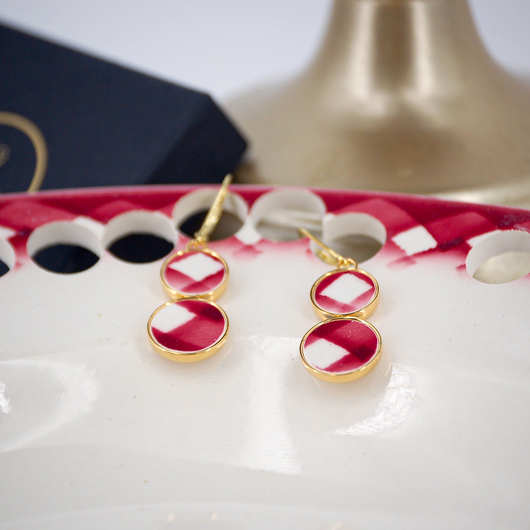 Boucles d'oreilles "Composition graphique en vieux rose"