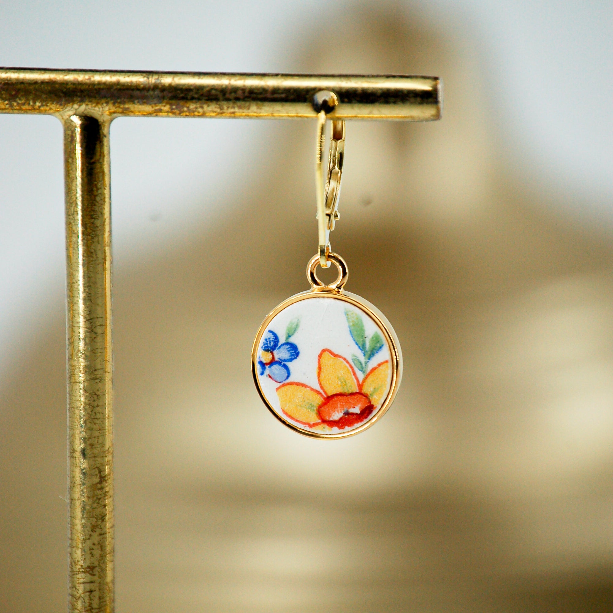 Boucles d'oreilles "Belle jonquille", finition or