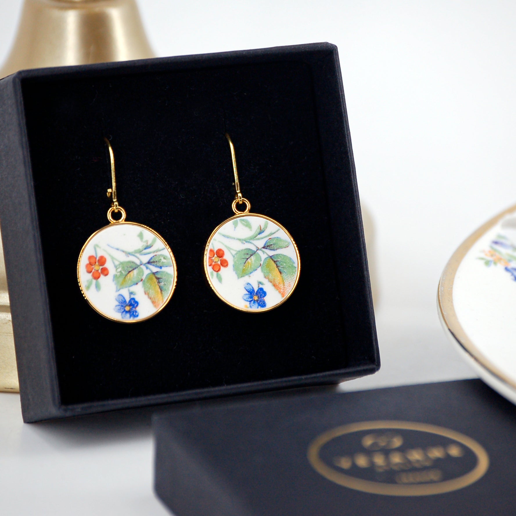 Boucles d'oreilles "Bouquet de printemps", finition or