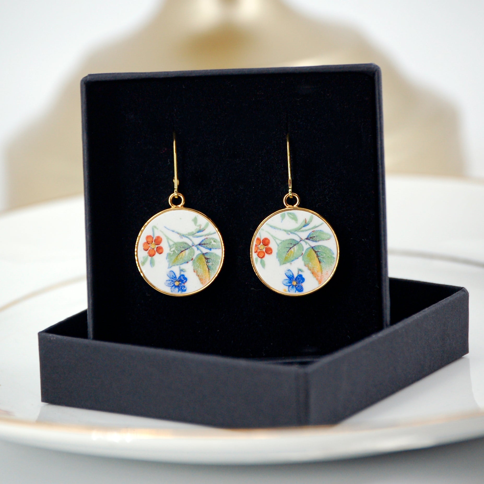 Boucles d'oreilles "Bouquet de printemps", finition or