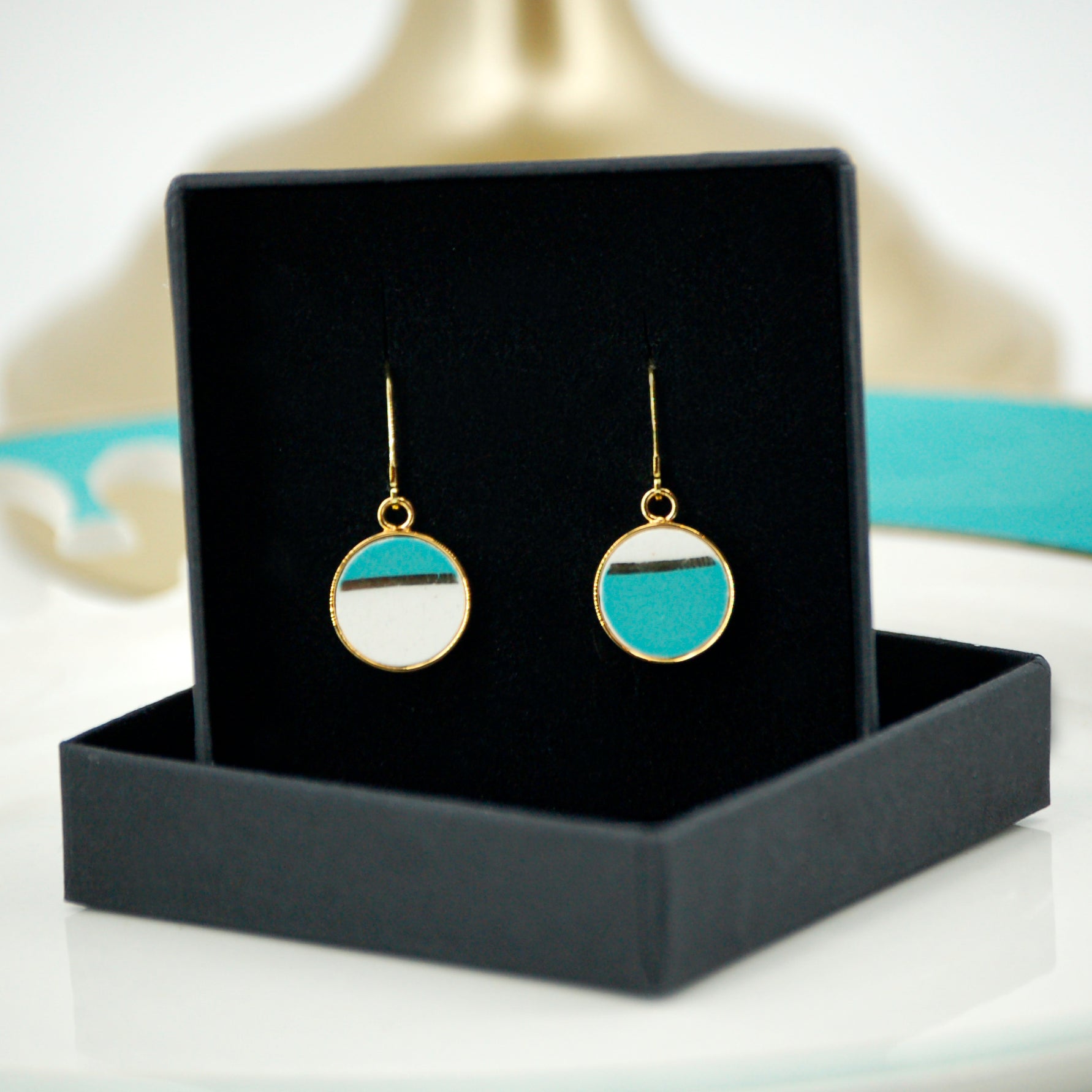 Boucles d'oreilles "Horizon asymétrique", finition or