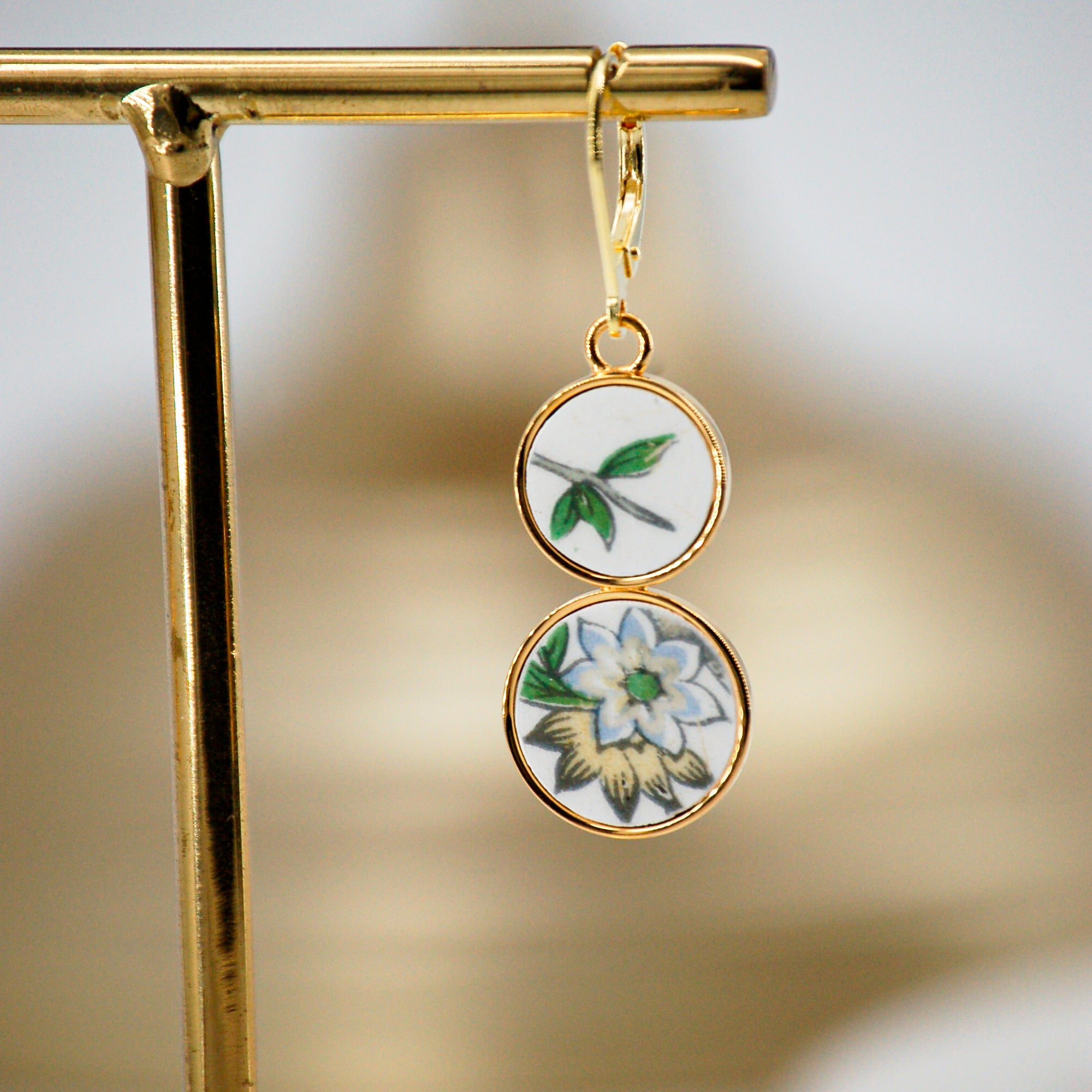 Boucles d'oreilles "Campanules jaunes et bleues"