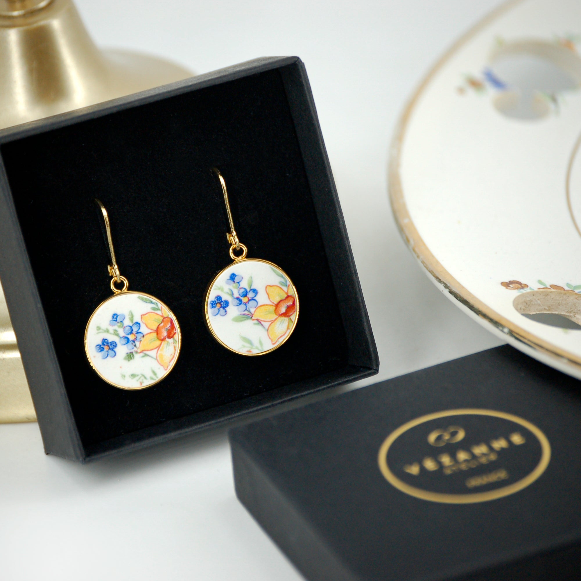 Boucles d'oreilles "Petit bouquet de fleurs", finition or