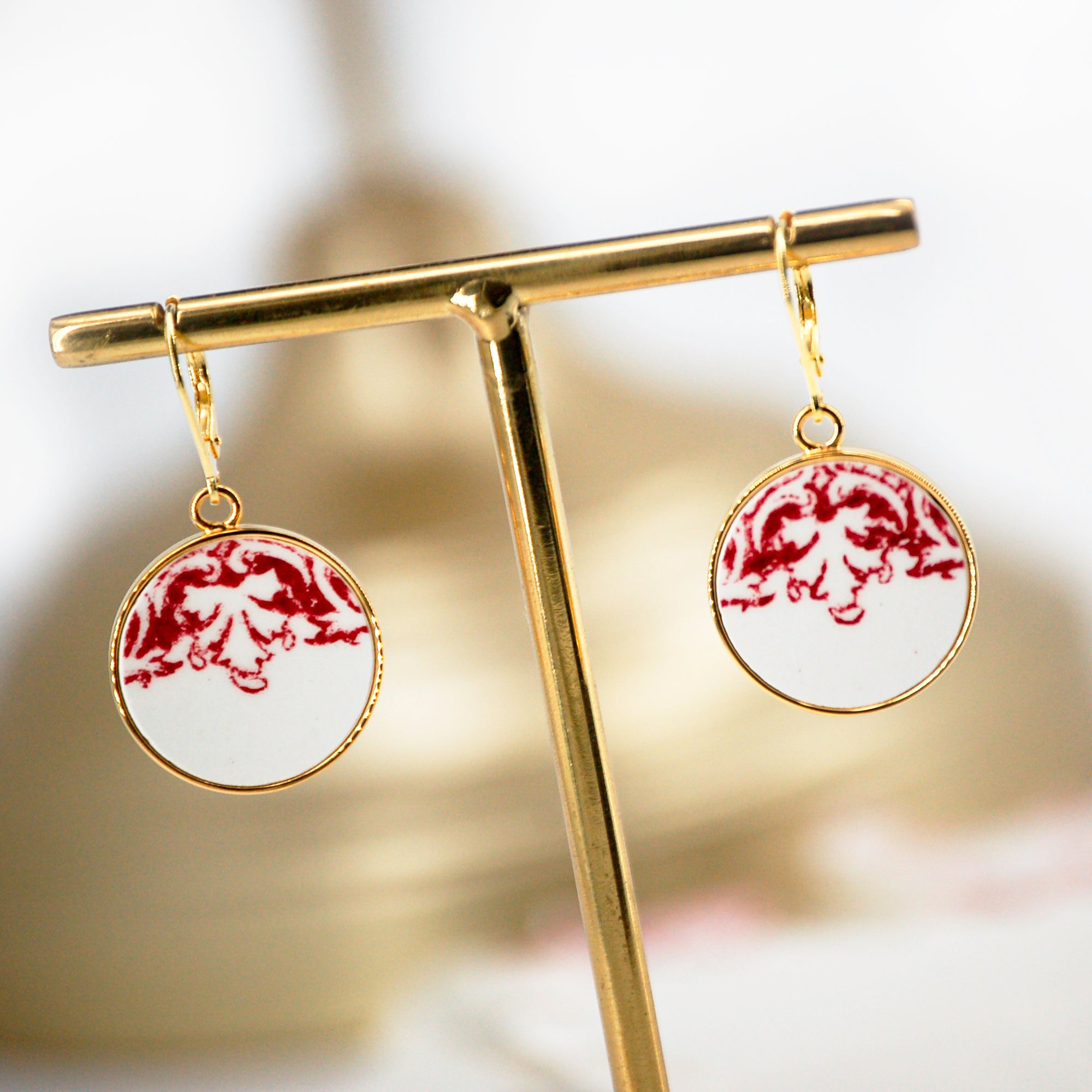 Boucles d'oreilles "Les feuilles d'acanthe en vieux rose"
