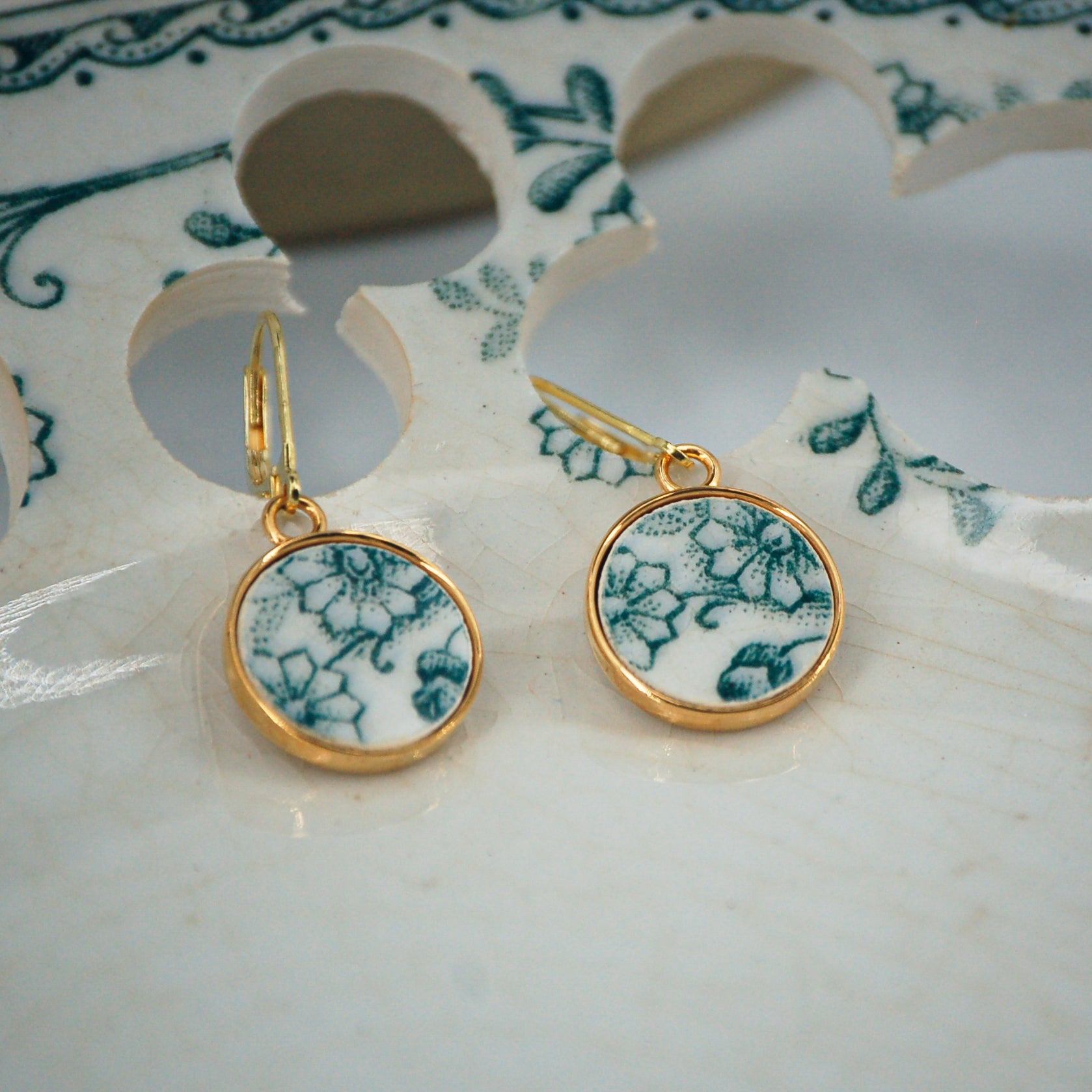 Boucles d'oreilles "Petites fleurs vertes"