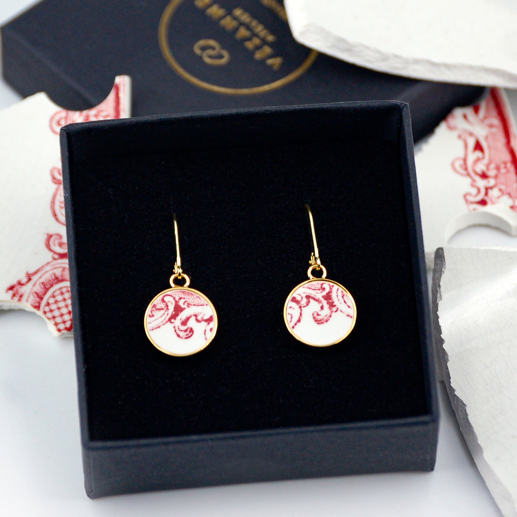 Boucles d'oreilles "Ornement en vieux rose", finition or