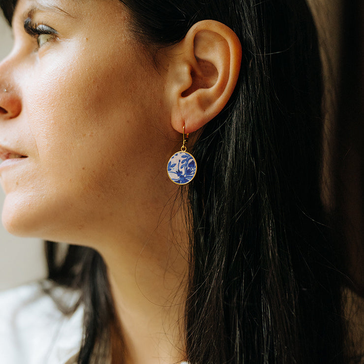 Boucles d'oreilles "Aile de papillon", finition or
