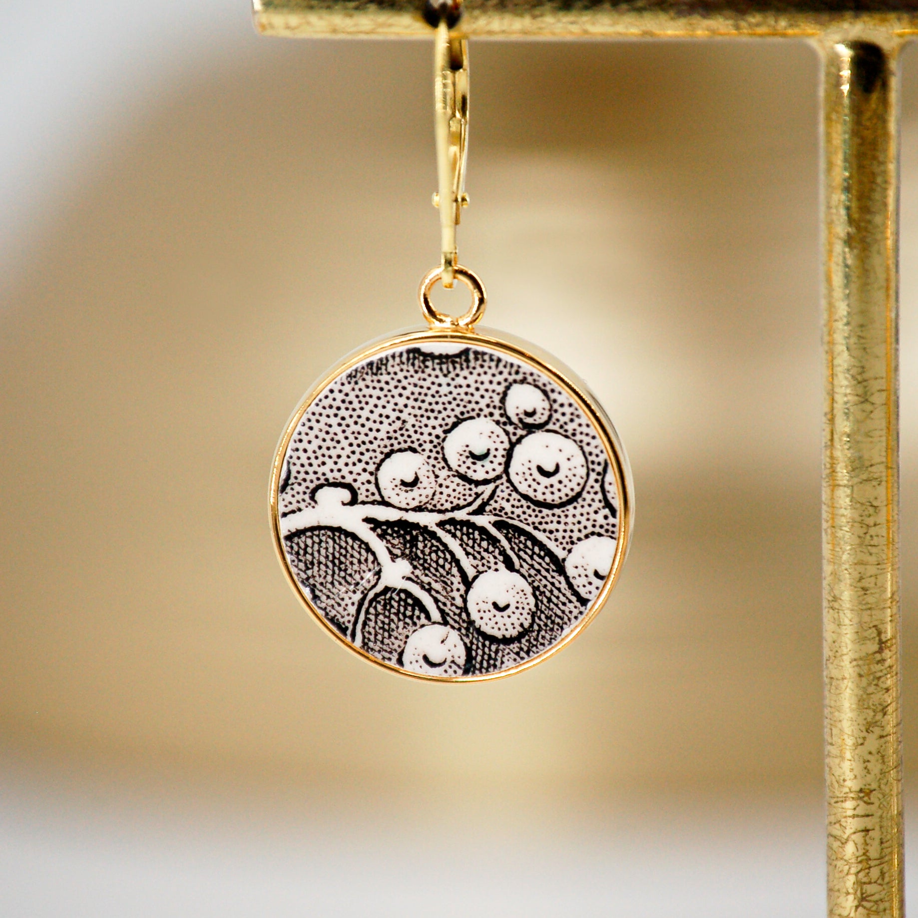 Boucles d'oreilles "La Grappe", finition or