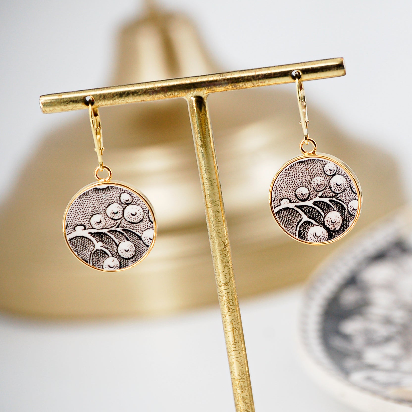 Boucles d'oreilles "La Grappe", finition or