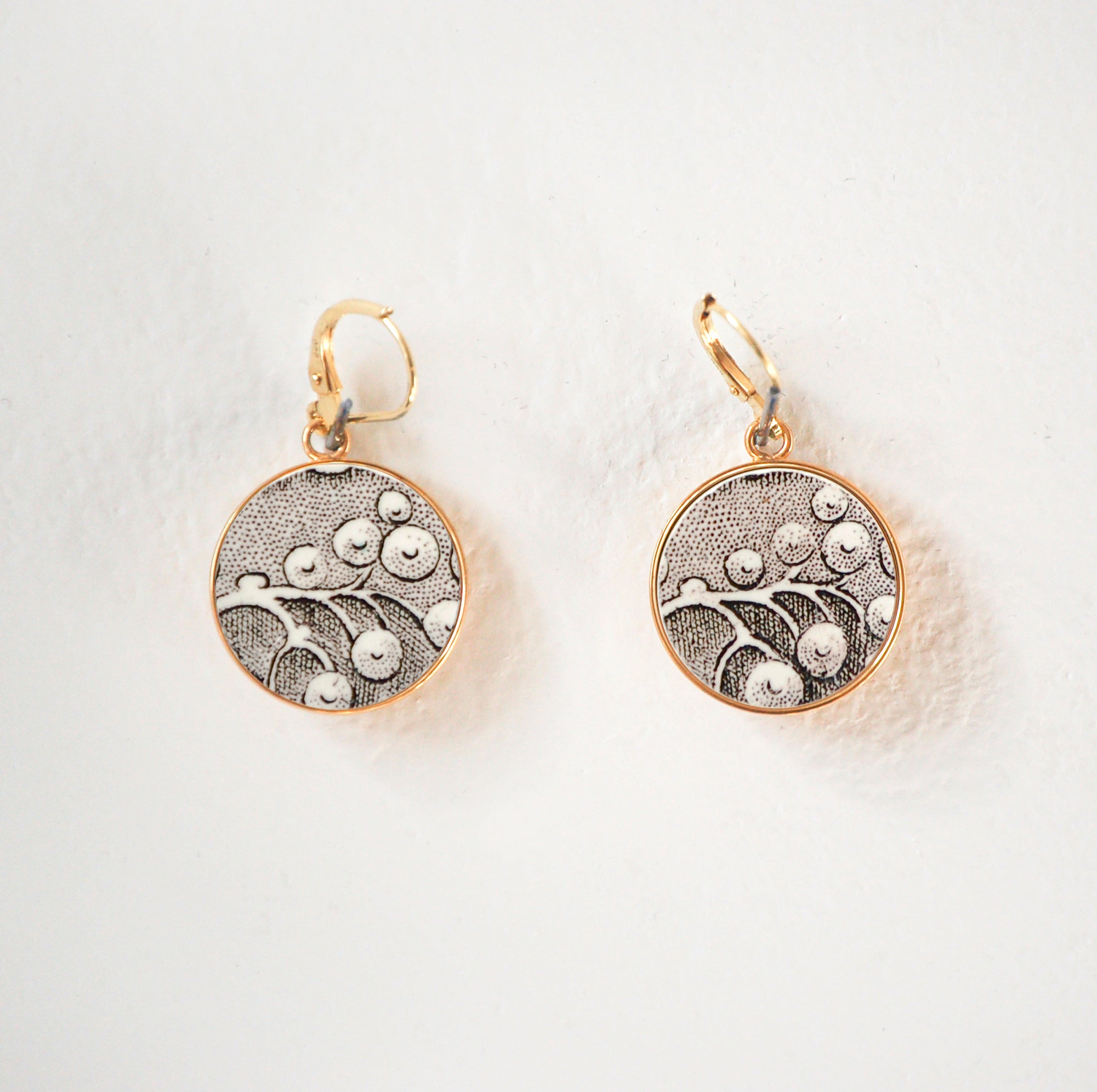 Boucles d'oreilles "La Grappe", finition or