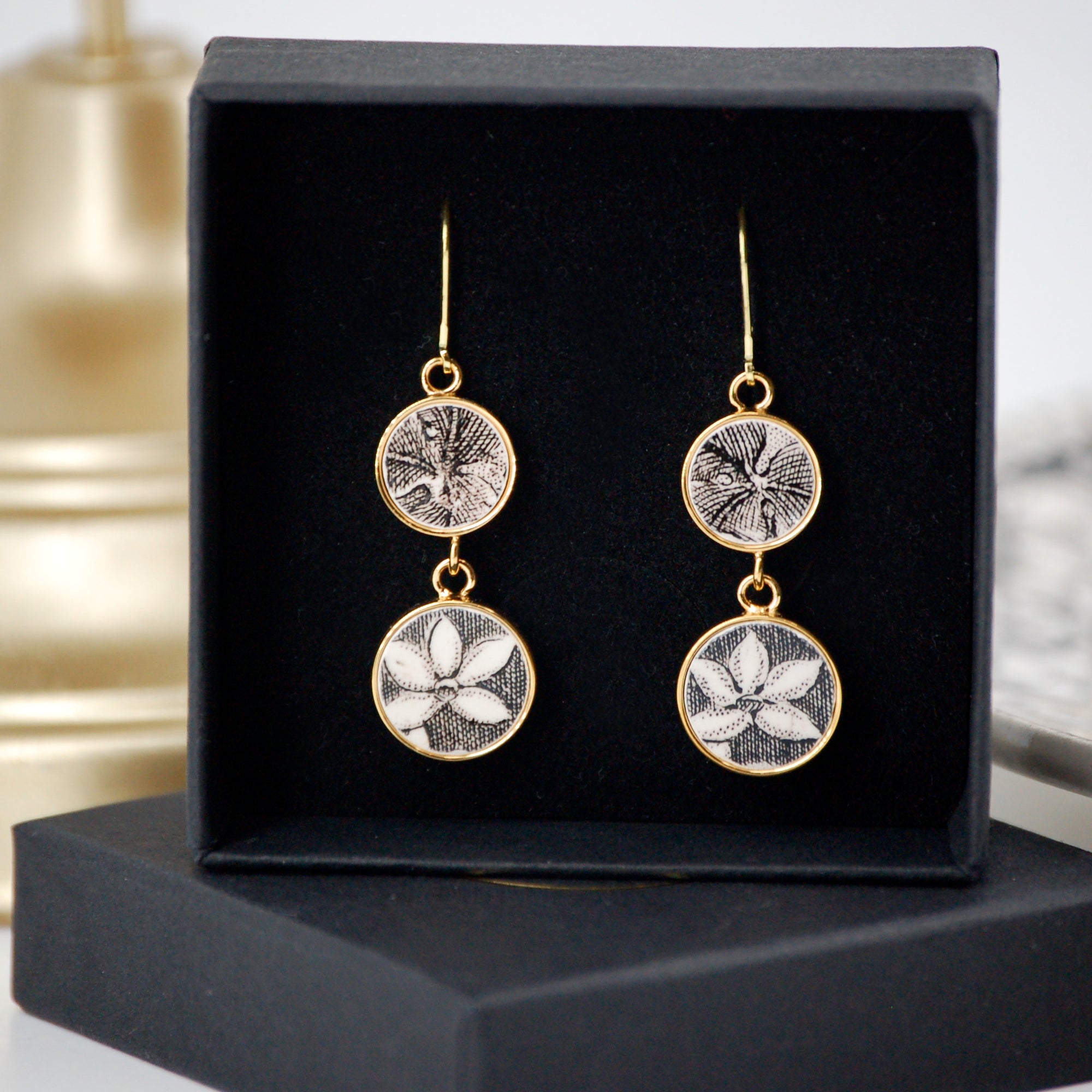 Boucles d'oreilles "Jonquilles", finition or