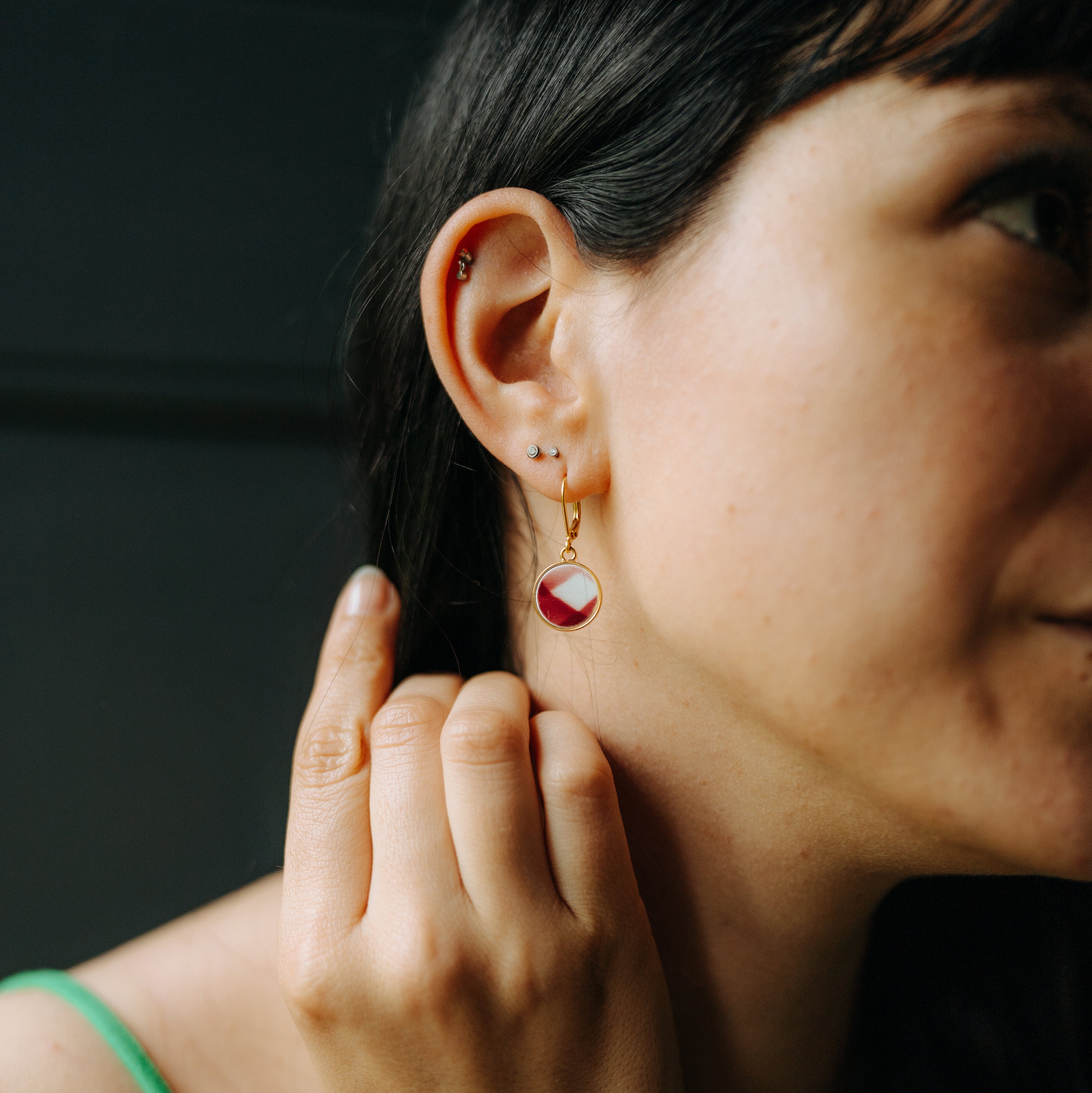Boucles d'oreilles "Motifs de losanges", finition or