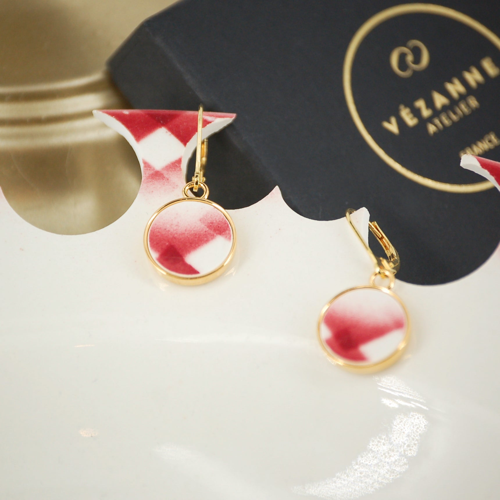 Boucles d'oreilles "Motif graphique", finition or