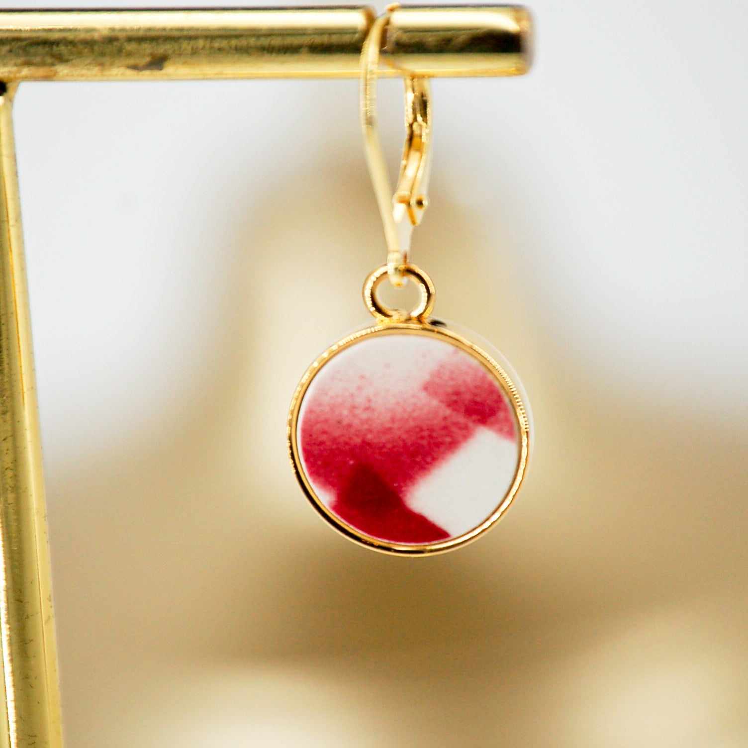 Boucles d'oreilles "Motif graphique", finition or