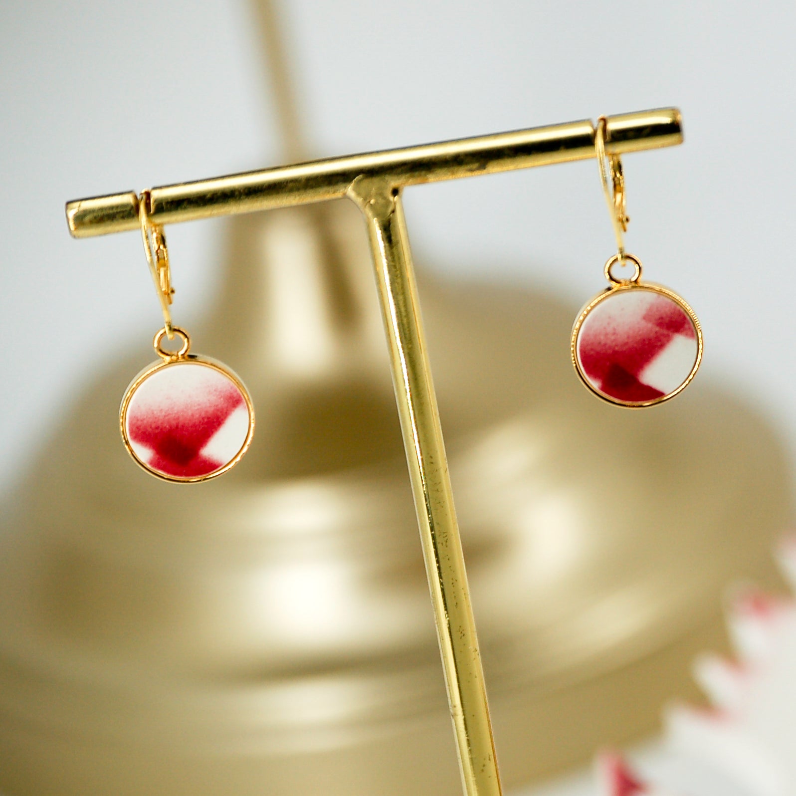 Boucles d'oreilles "Motif graphique", finition or