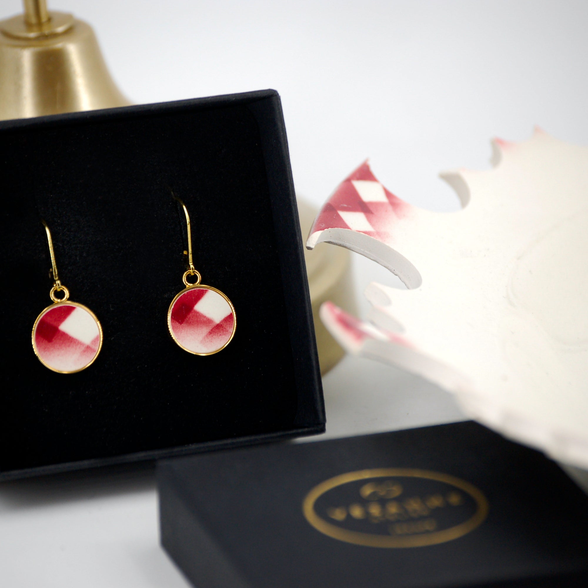 Boucles d'oreilles "Motifs de losanges", finition or