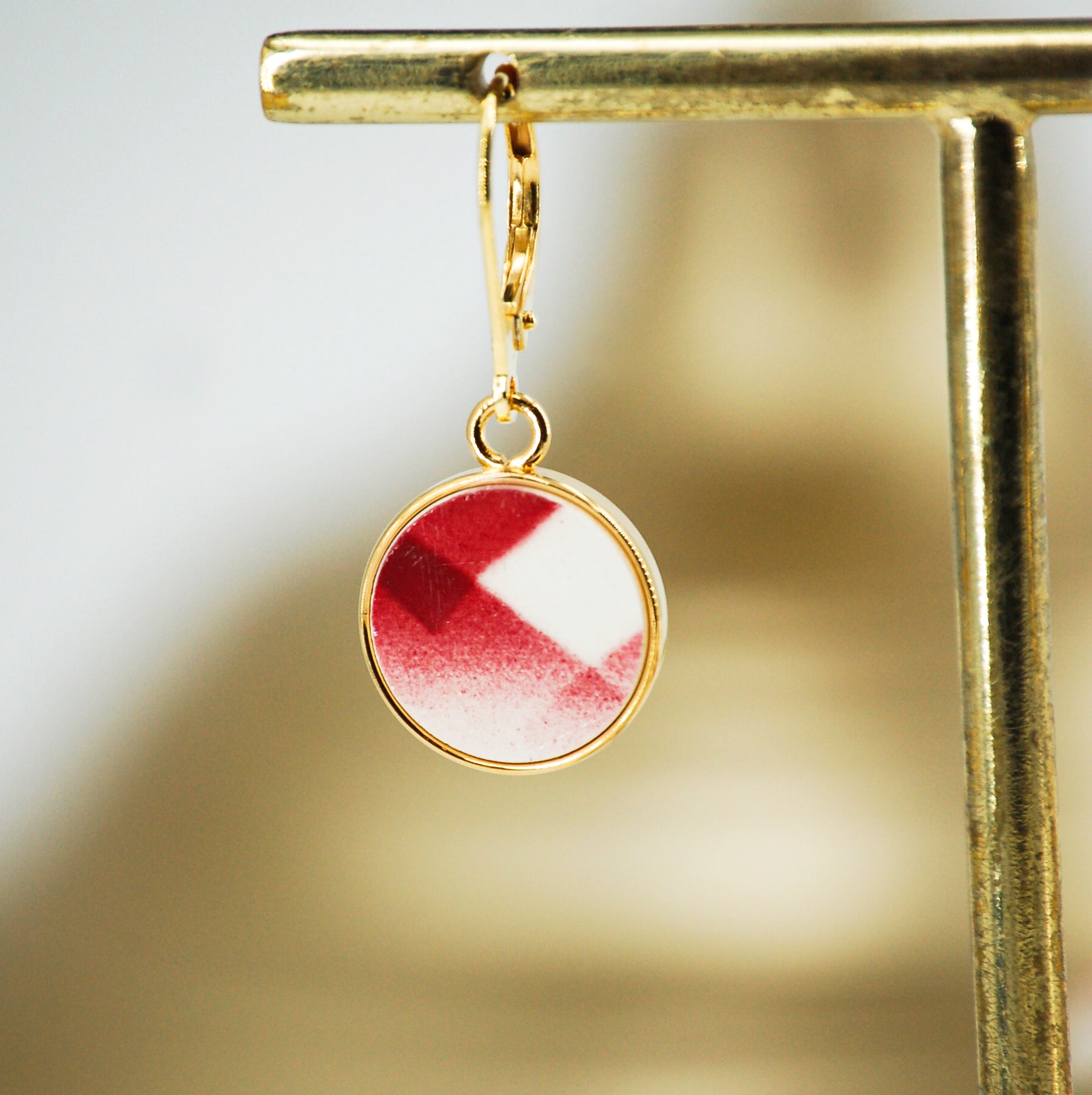 Boucles d'oreilles "Motifs de losanges", finition or