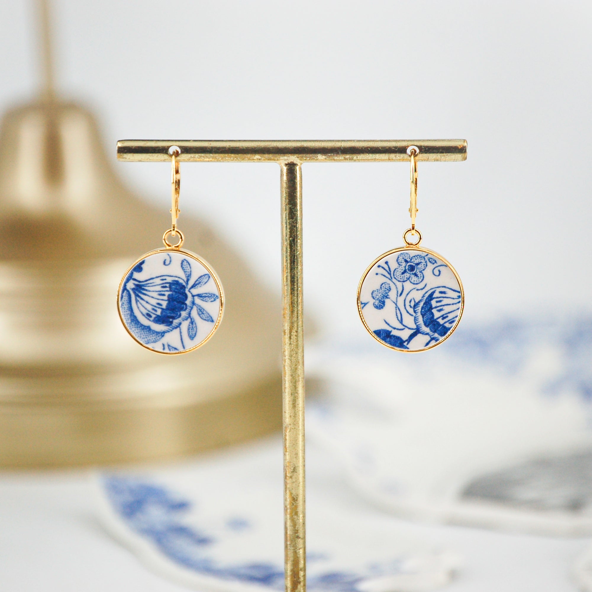 Boucles d'oreilles "Ailes de papillon", finition or