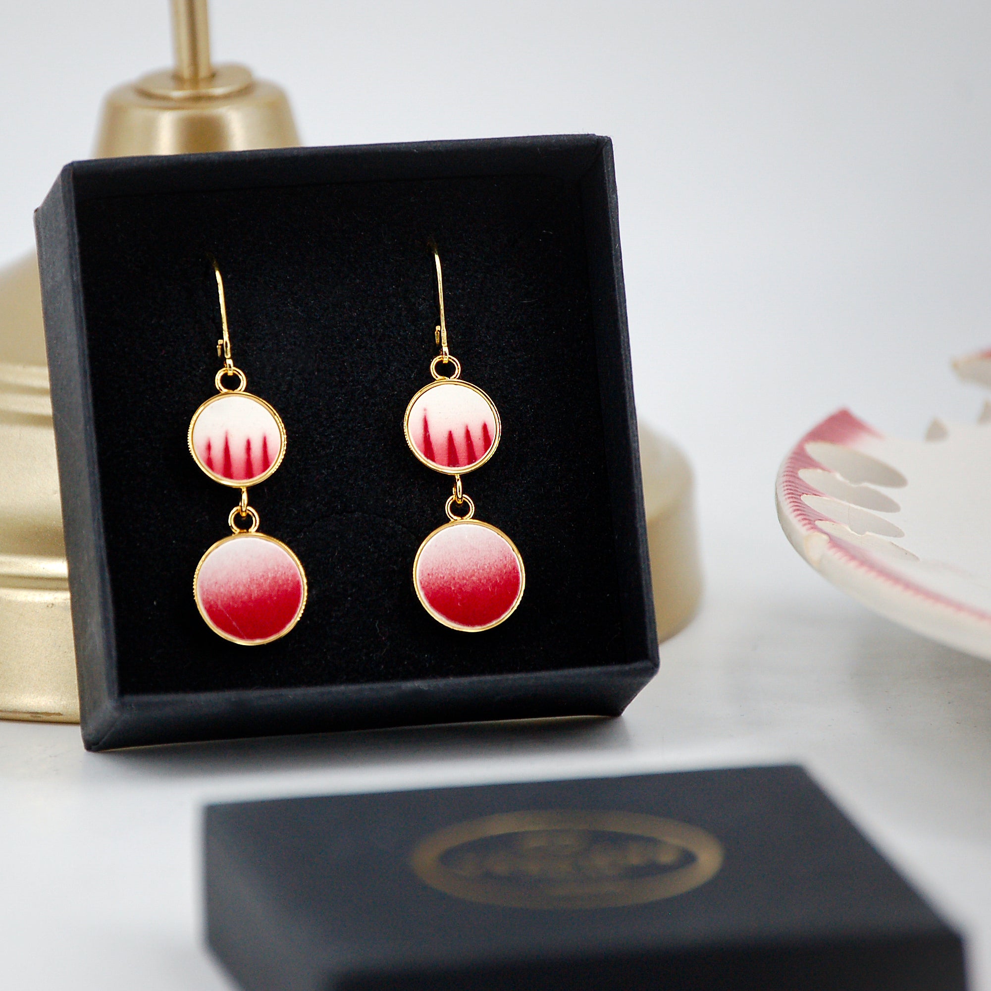 Boucles d'oreilles "Nuances de rose", finition or