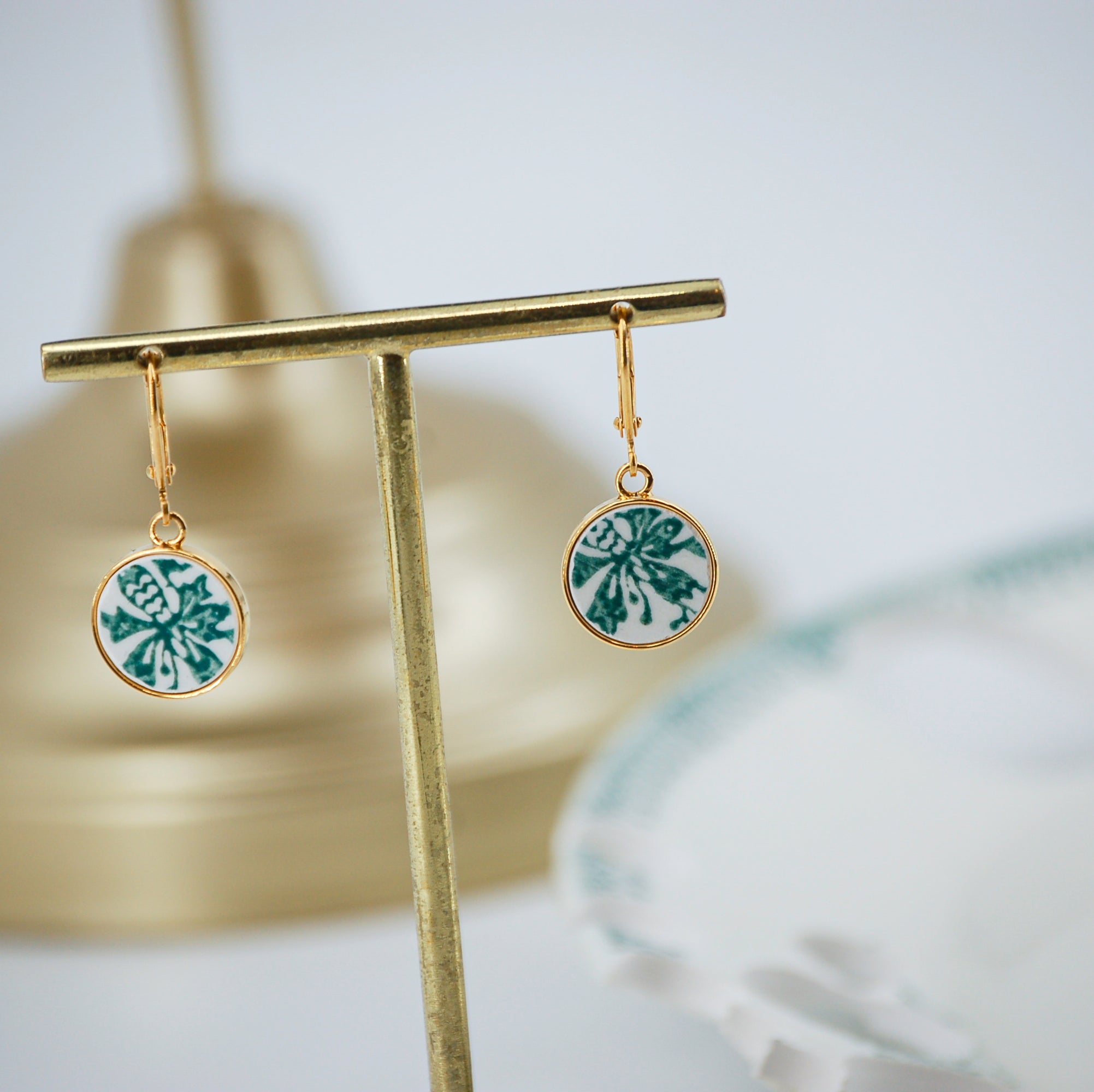 Boucles d'oreilles "Bouquet fleurs des champs", finition or