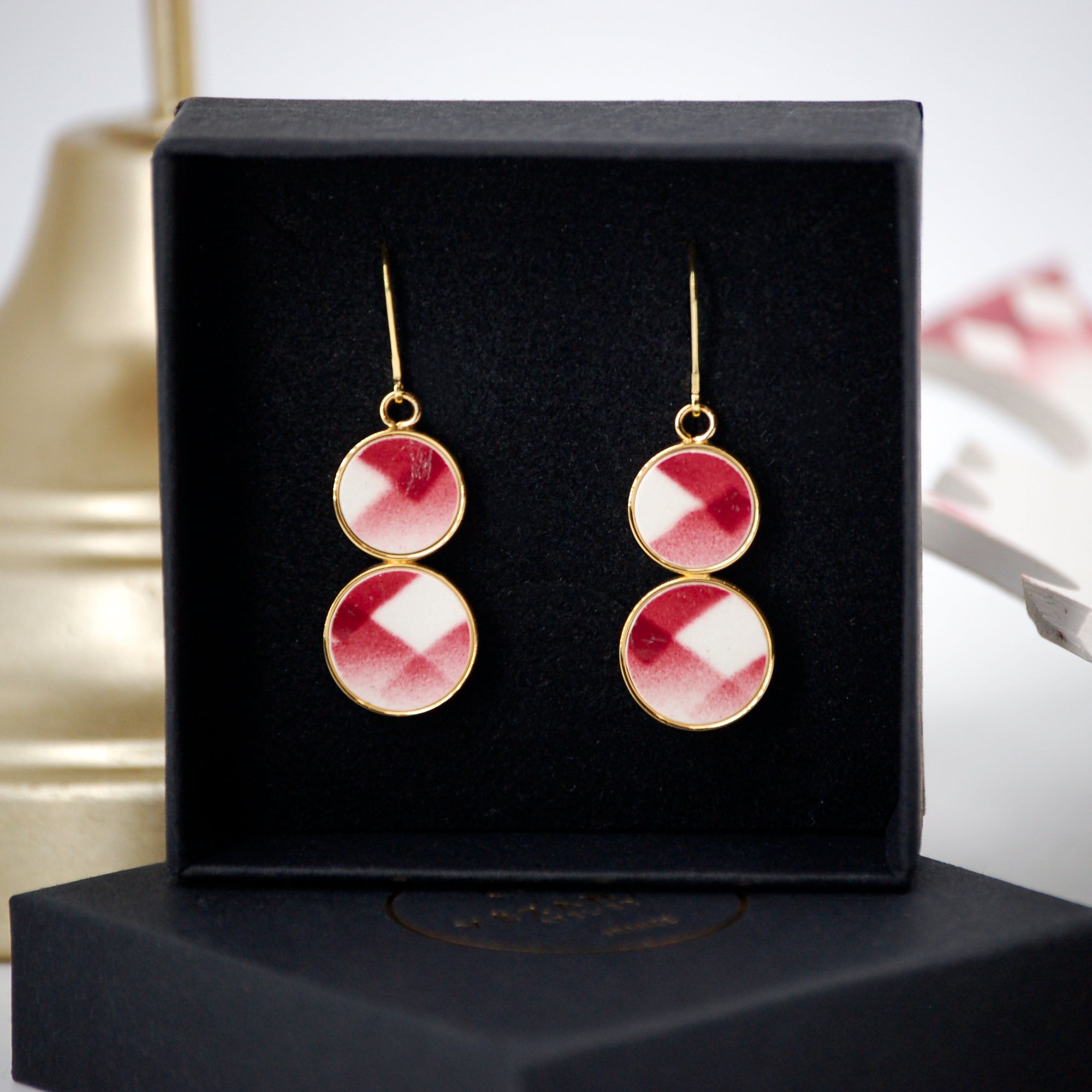 Boucles d'oreilles "Design graphique", finition or