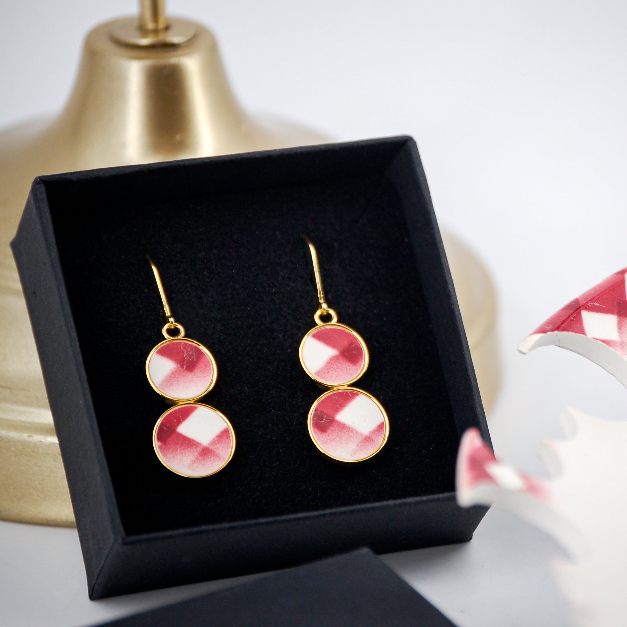 Boucles d'oreilles "Design graphique", finition or