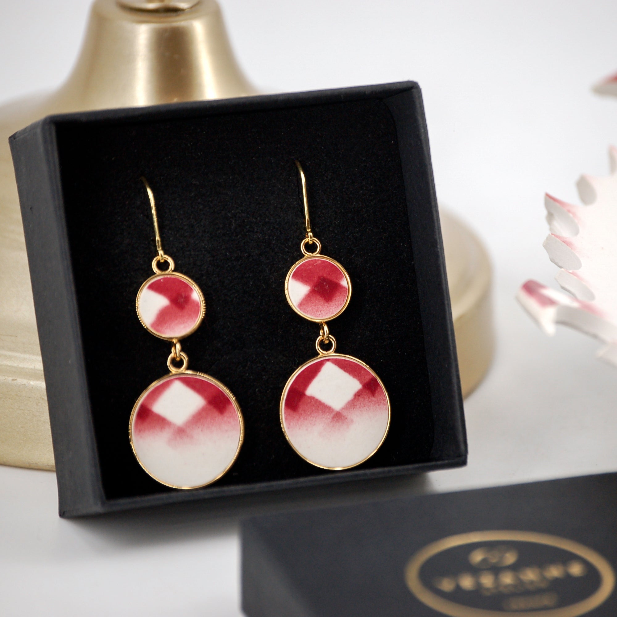 Boucles d'oreilles "Composition géométrique", finition or