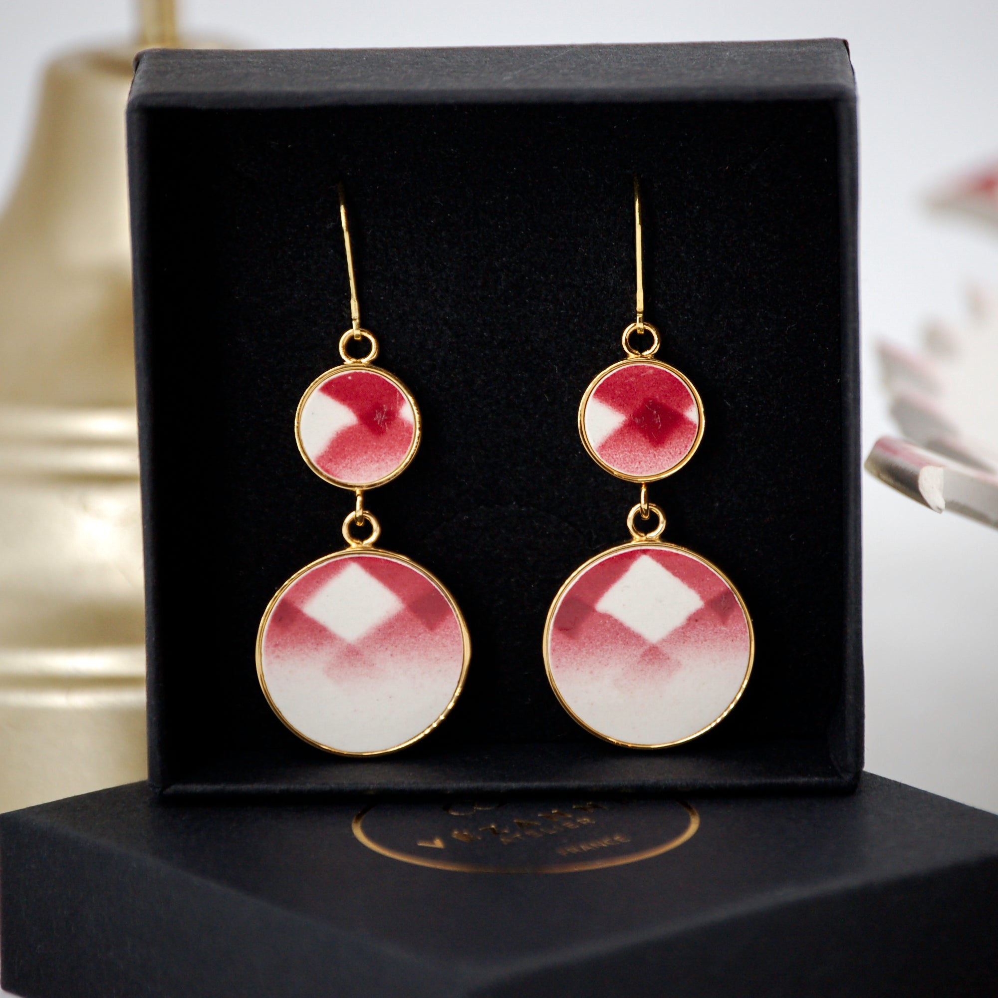 Boucles d'oreilles "Composition géométrique", finition or