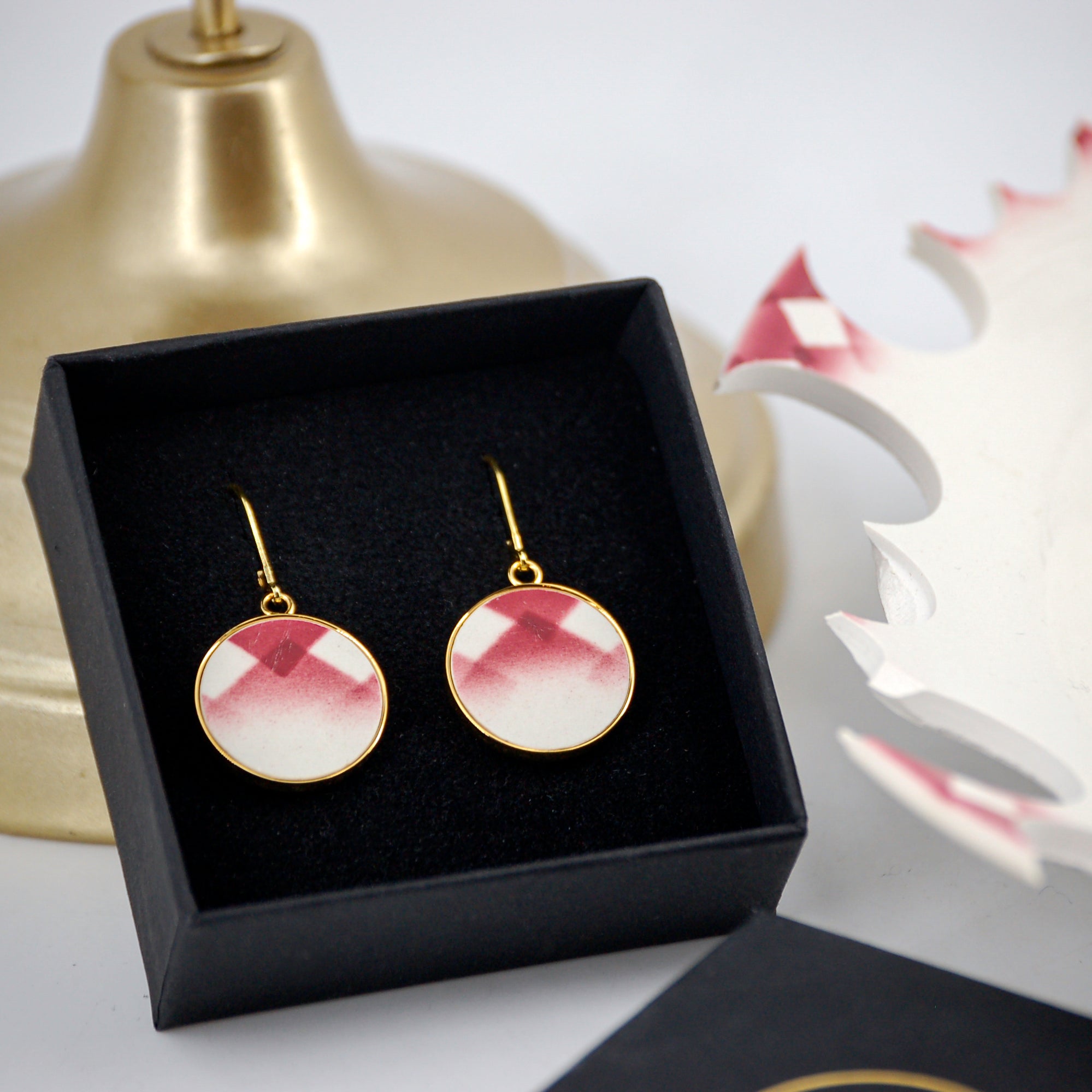Boucles d'oreilles "Motif graphique", finition or