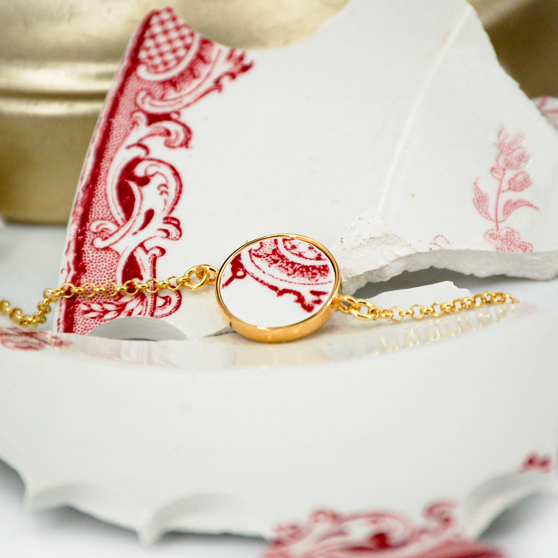 Bracelet ajustable "Ornement en vieux rose",