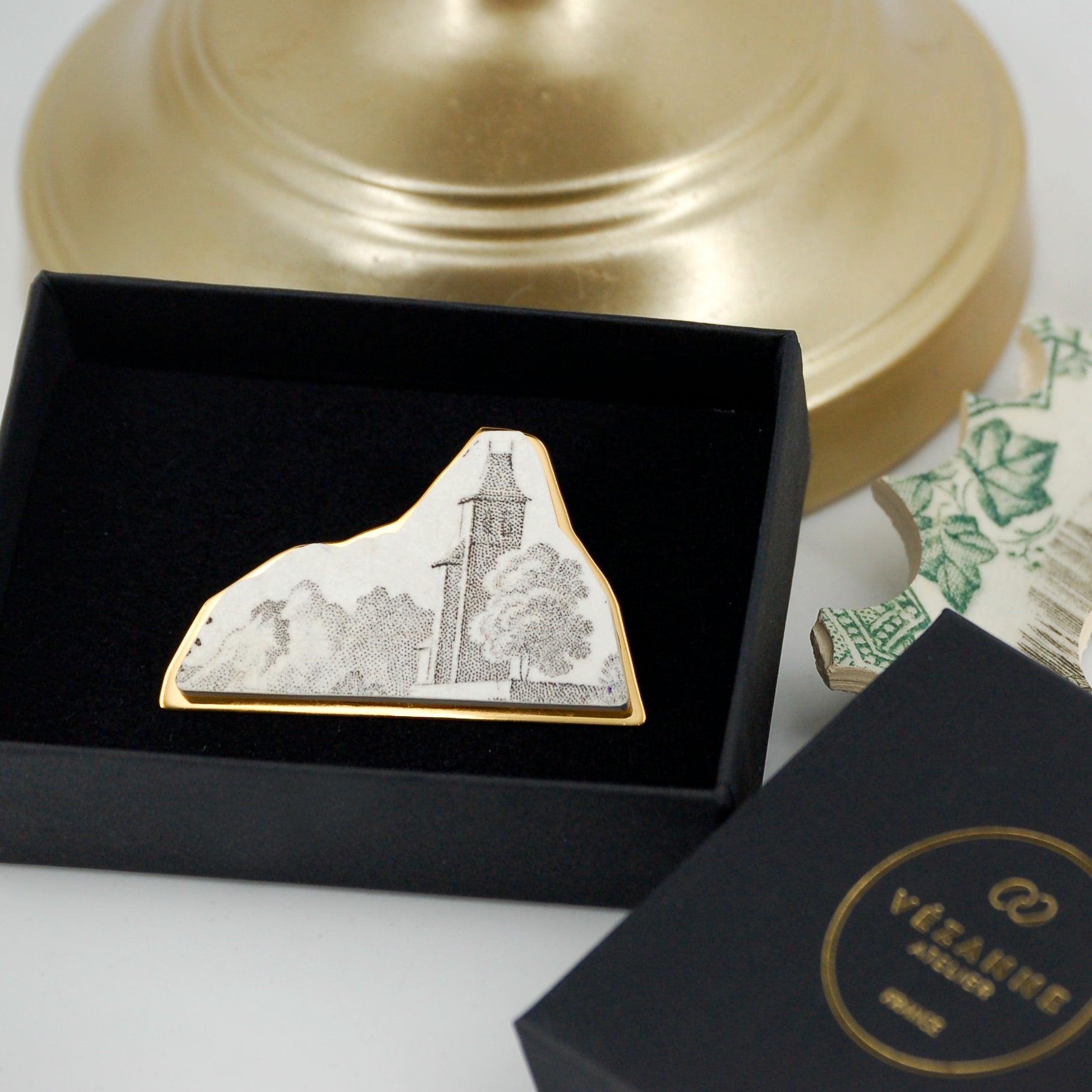 Broche "Paysage #1", finition or